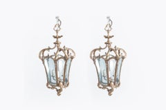 19th Century Pair of French Style Brass Hall Lanterns