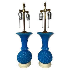 19th Century Pair of French Vintage Opaline Glass Vases as Lamps