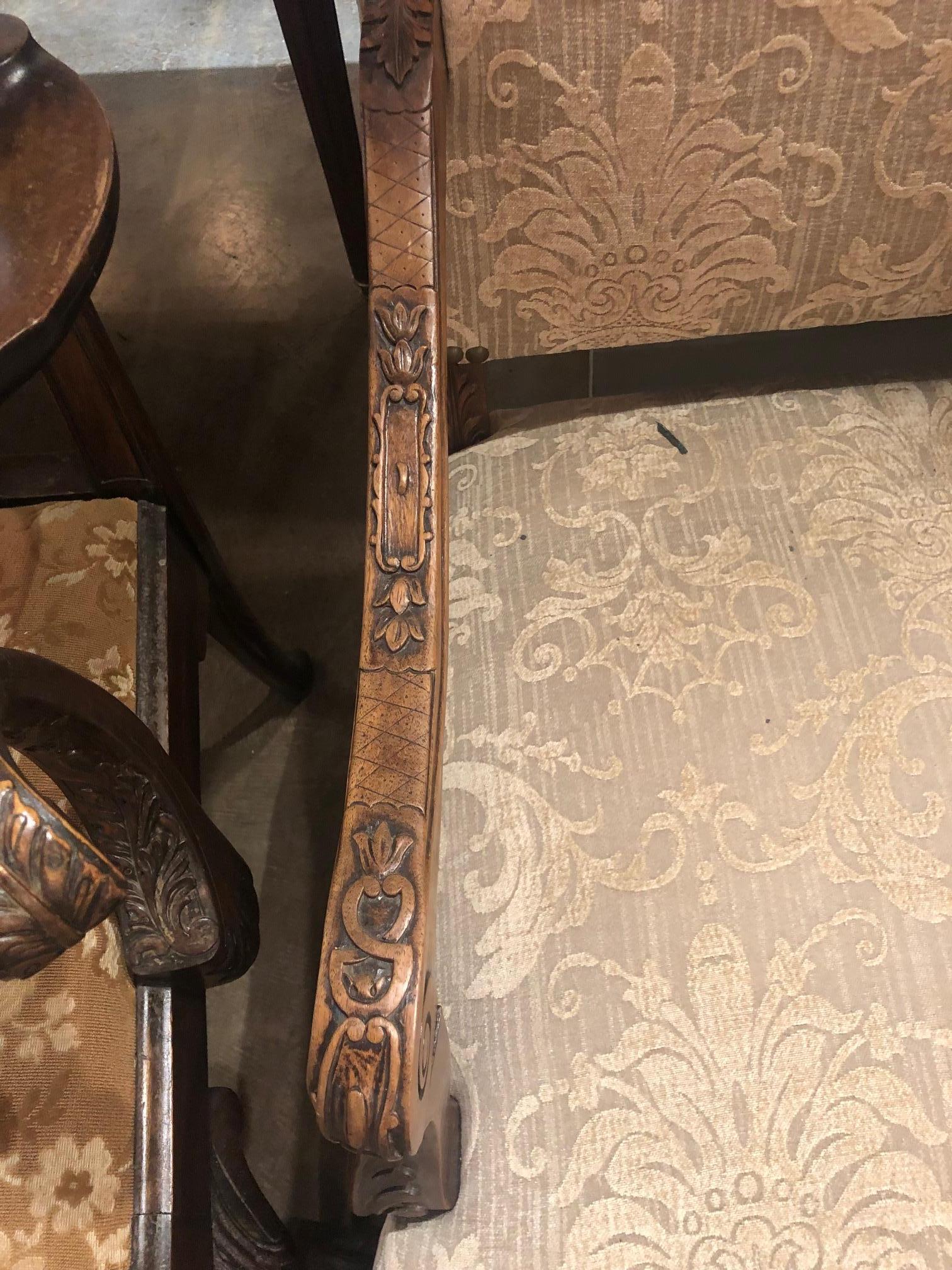 19th Century Pair of French Walnut and Upholstered Armchairs In Good Condition In Dallas, TX