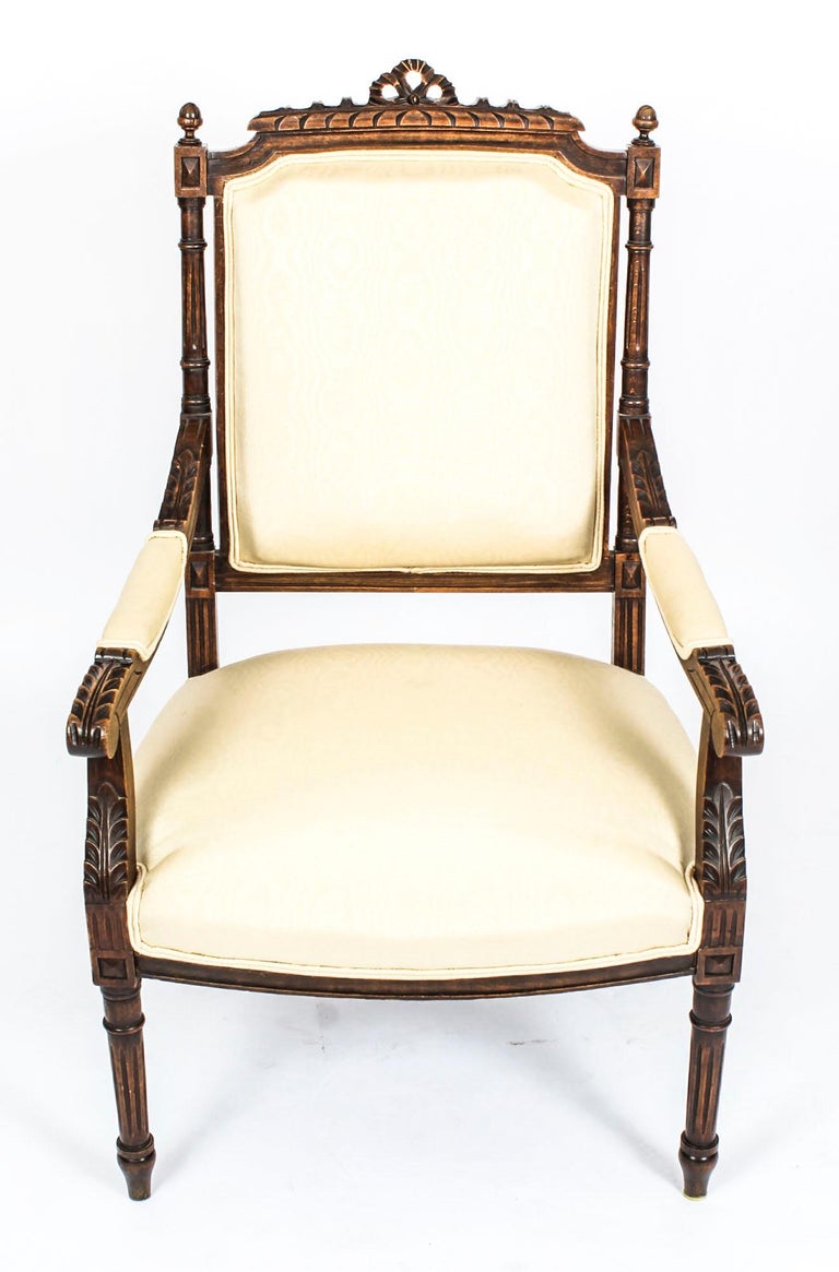 19th Century Pair of French Walnut Fauteuils Armchairs at 1stDibs