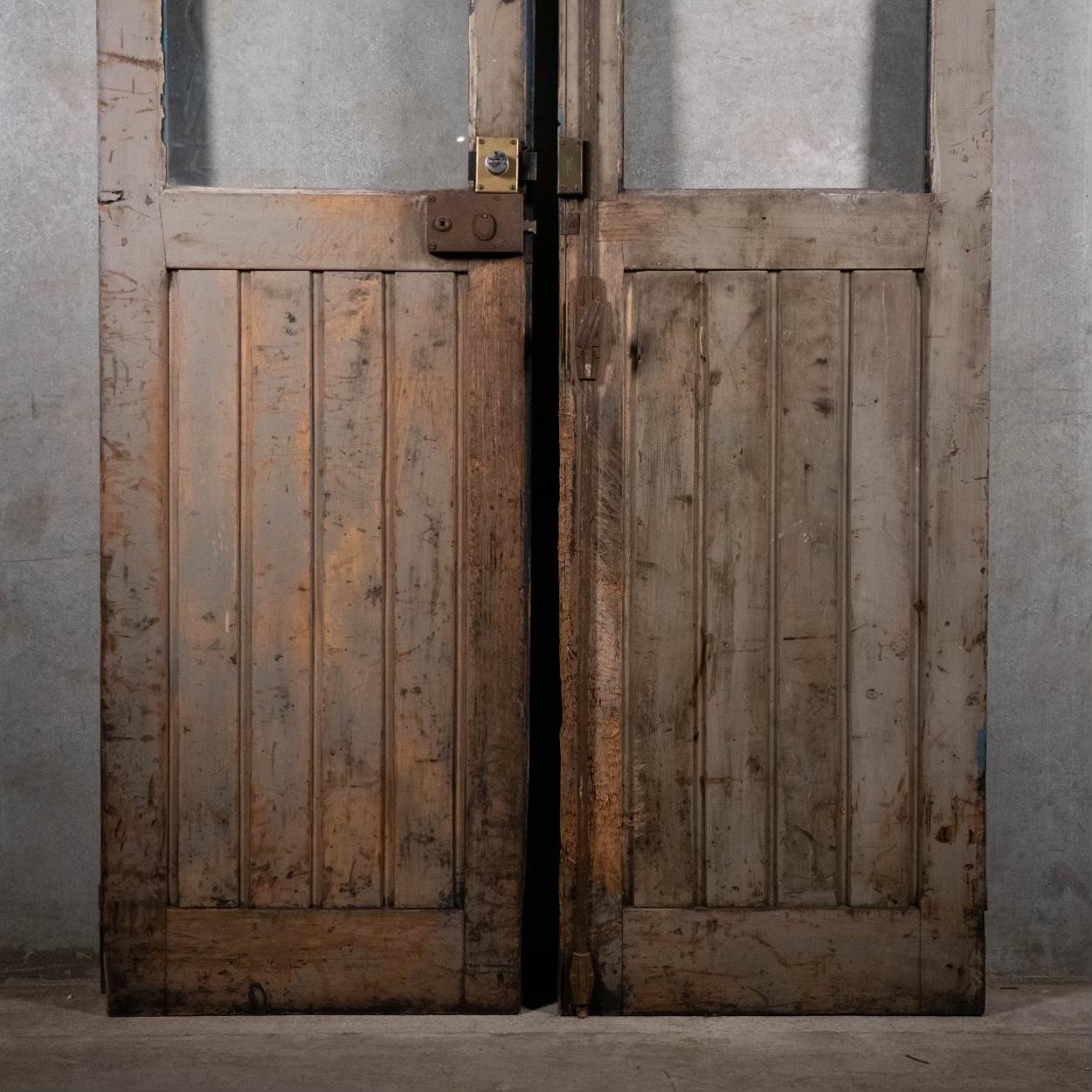 Pine 19th Century Pair of French Wooden Doors For Sale
