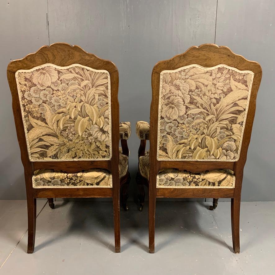 19th Century Pair of Generous Size French Mahogany Armchairs or Fauteuil For Sale 5