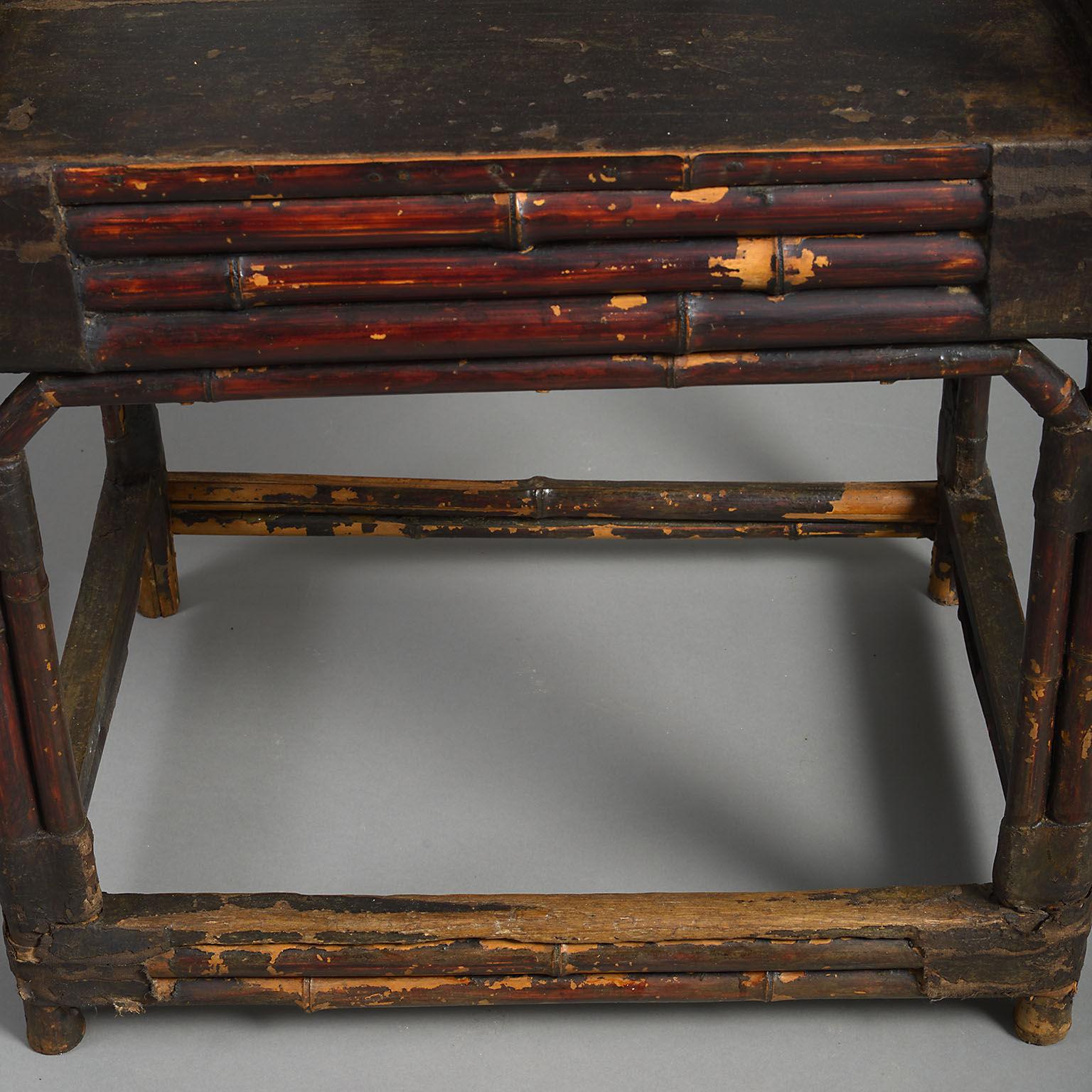 Early 19th Century 19th Century Pair of George III Chinese Export Lacquered Bamboo Armchairs