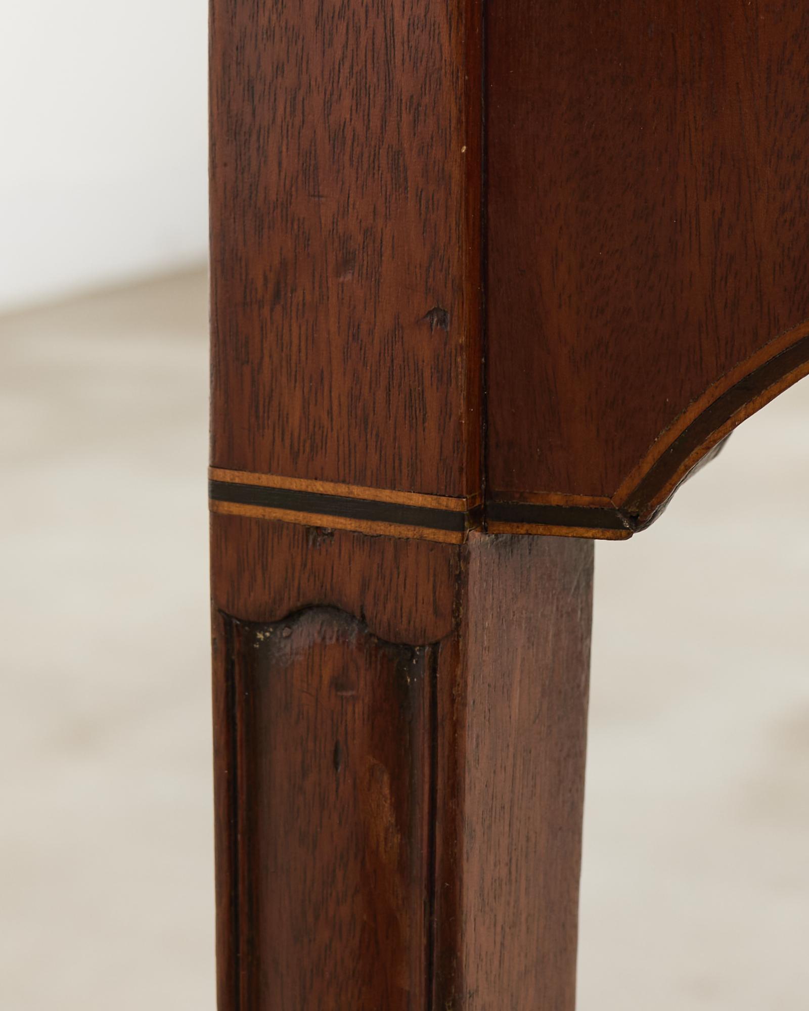 19th Century Pair of George III Mahogany Demilune Console Tables For Sale 6
