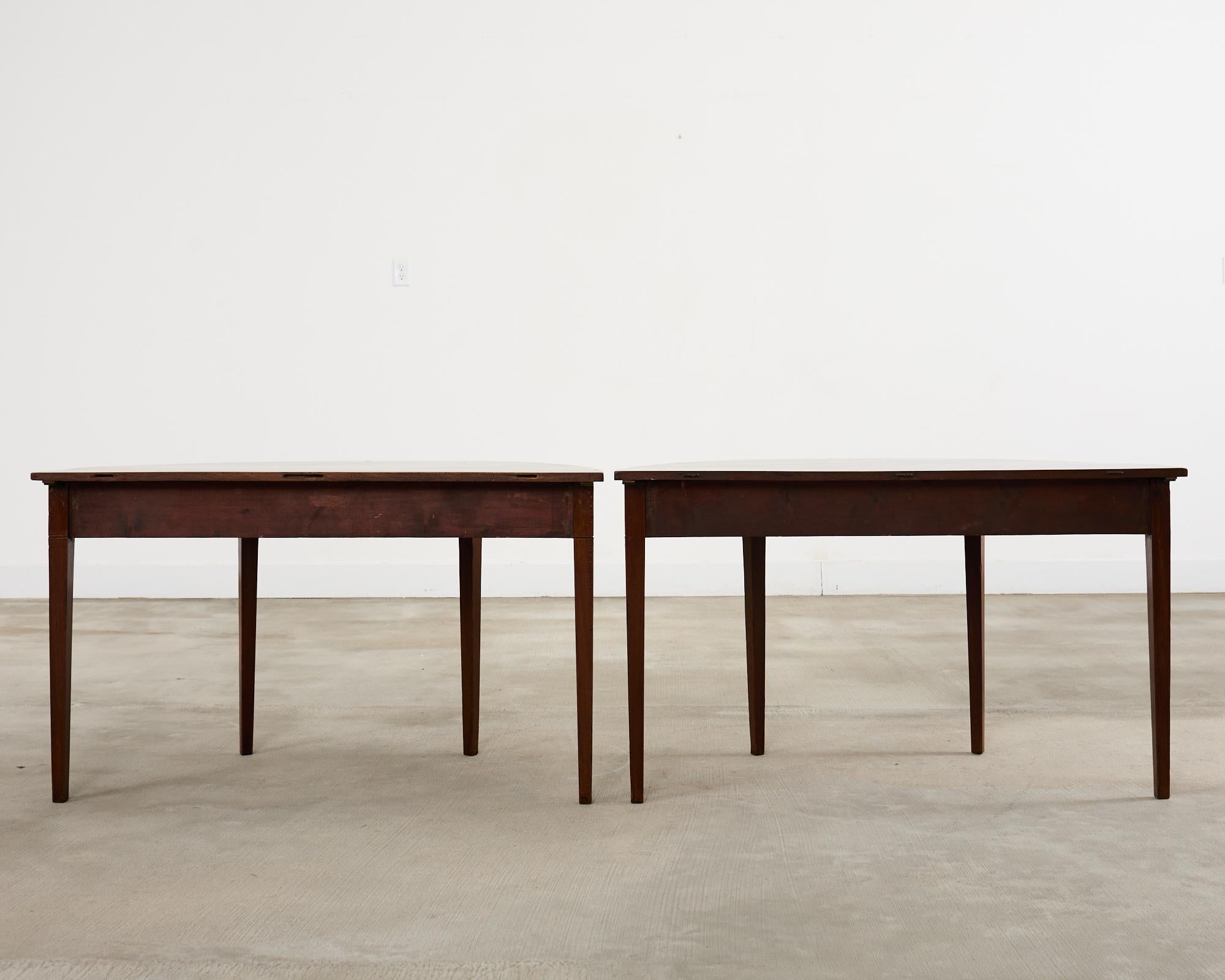 19th Century Pair of George III Mahogany Demilune Console Tables For Sale 11
