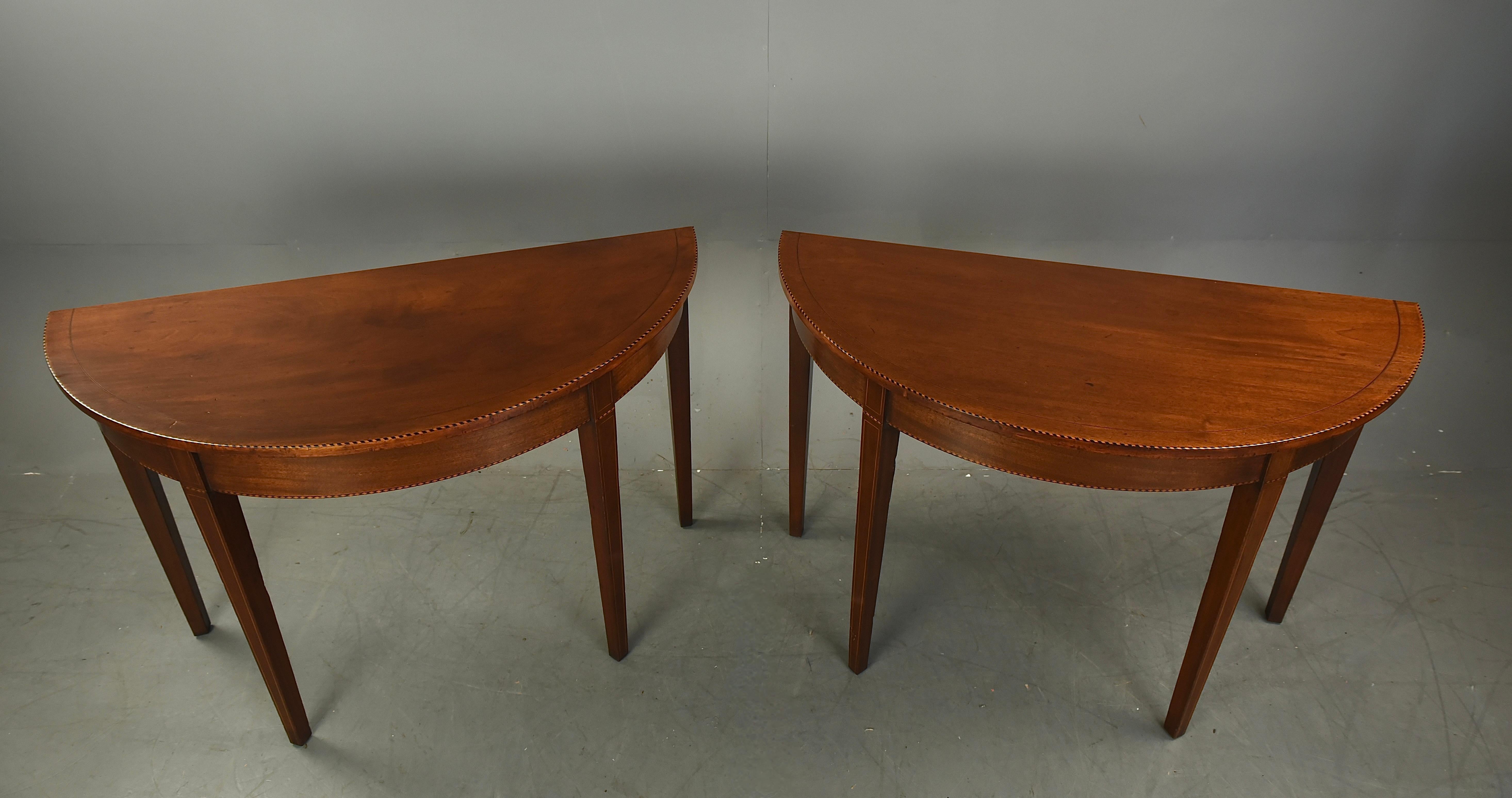 Early 19th Century 19th century pair of Georgian mahogany Demi lune console tables 