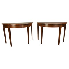19th century pair of Georgian mahogany Demi lune console tables 