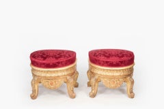 19th Century Pair of Gilded Demi-Lune Window Seats