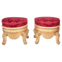 19th Century Pair of Gilded Demi-Lune Window Seats