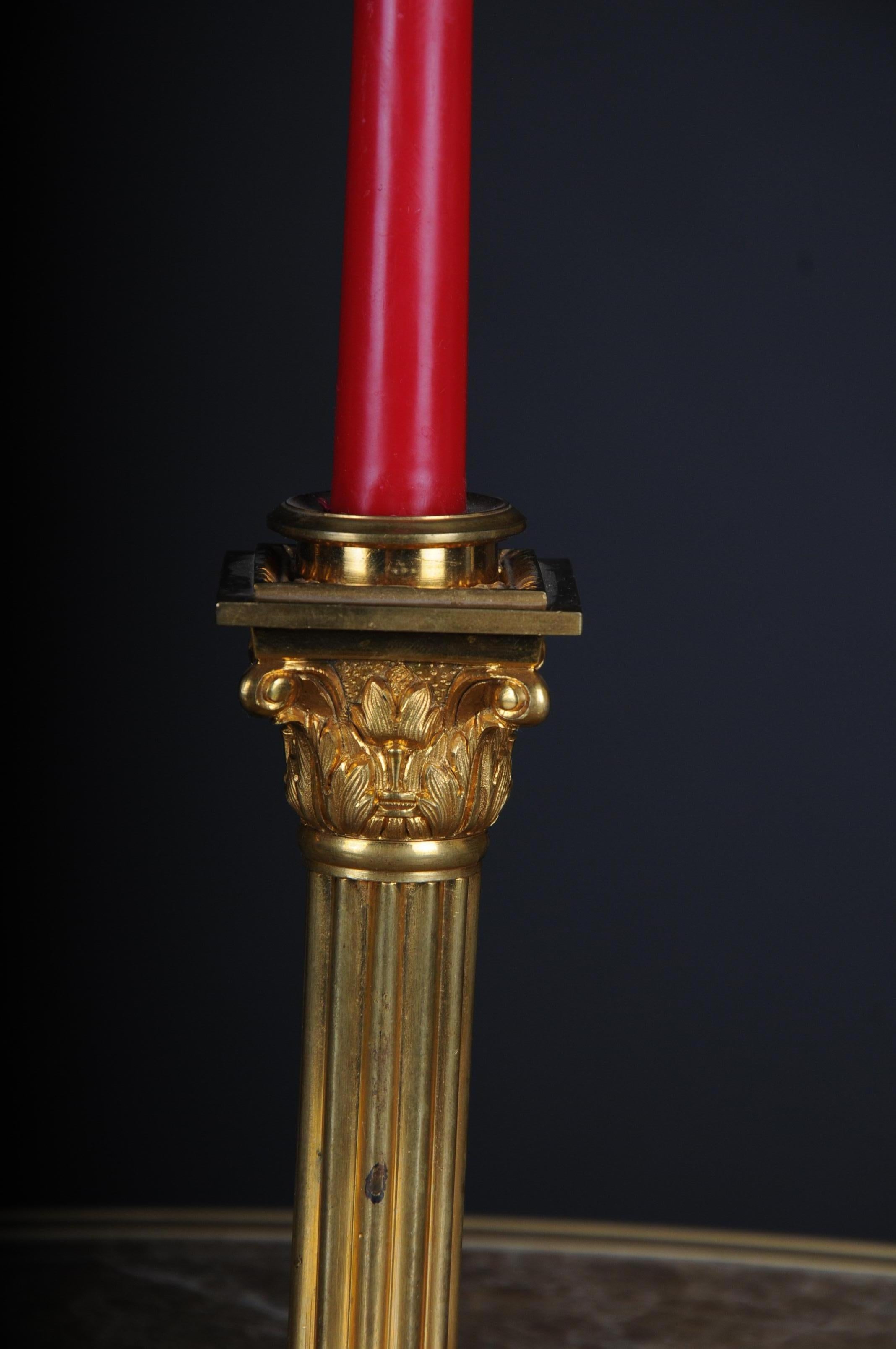 Empire Revival 19th Century Pair of gilt bronze candlesticks For Sale