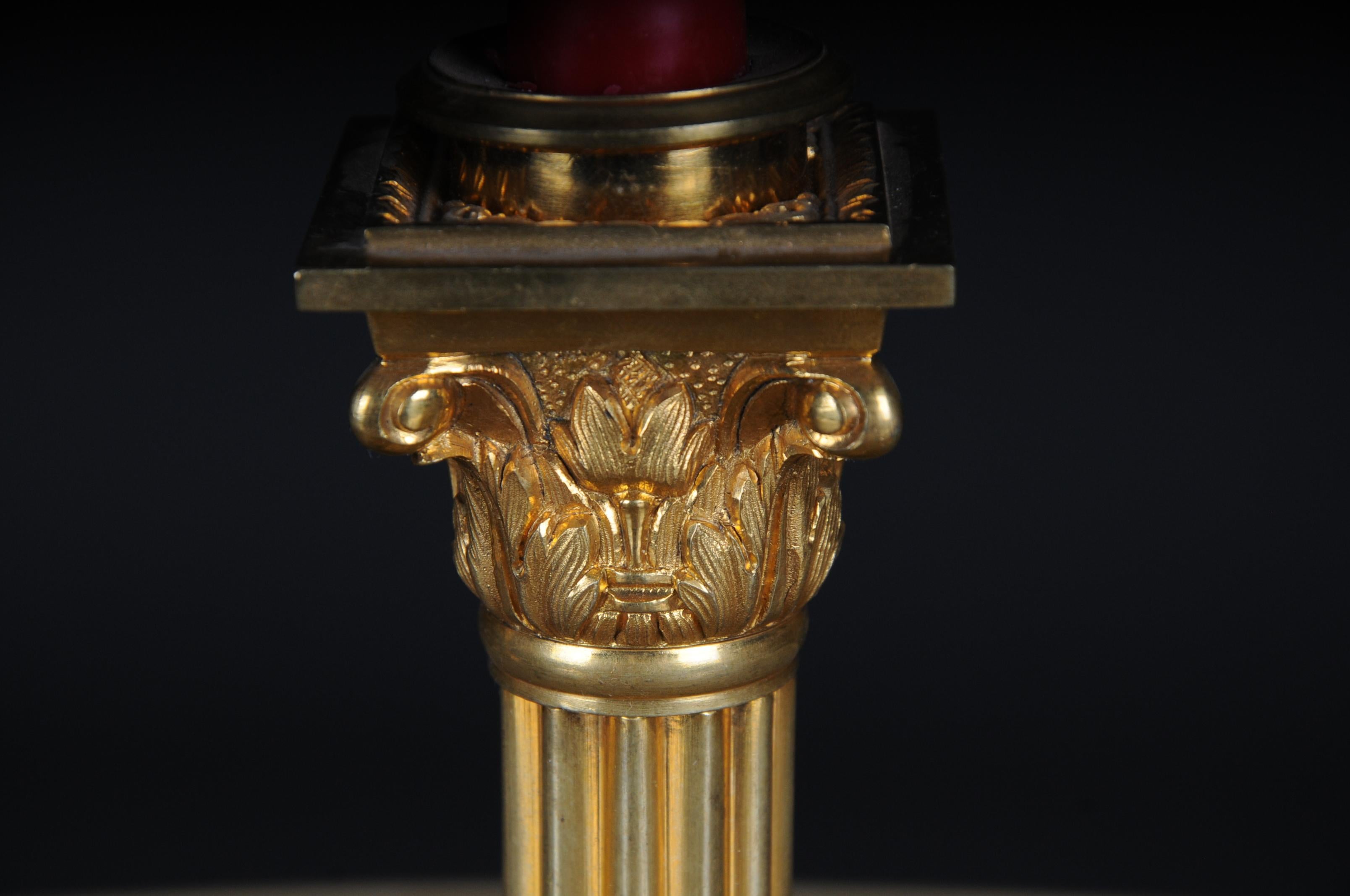 Gilt 19th Century Pair of gilt bronze candlesticks For Sale