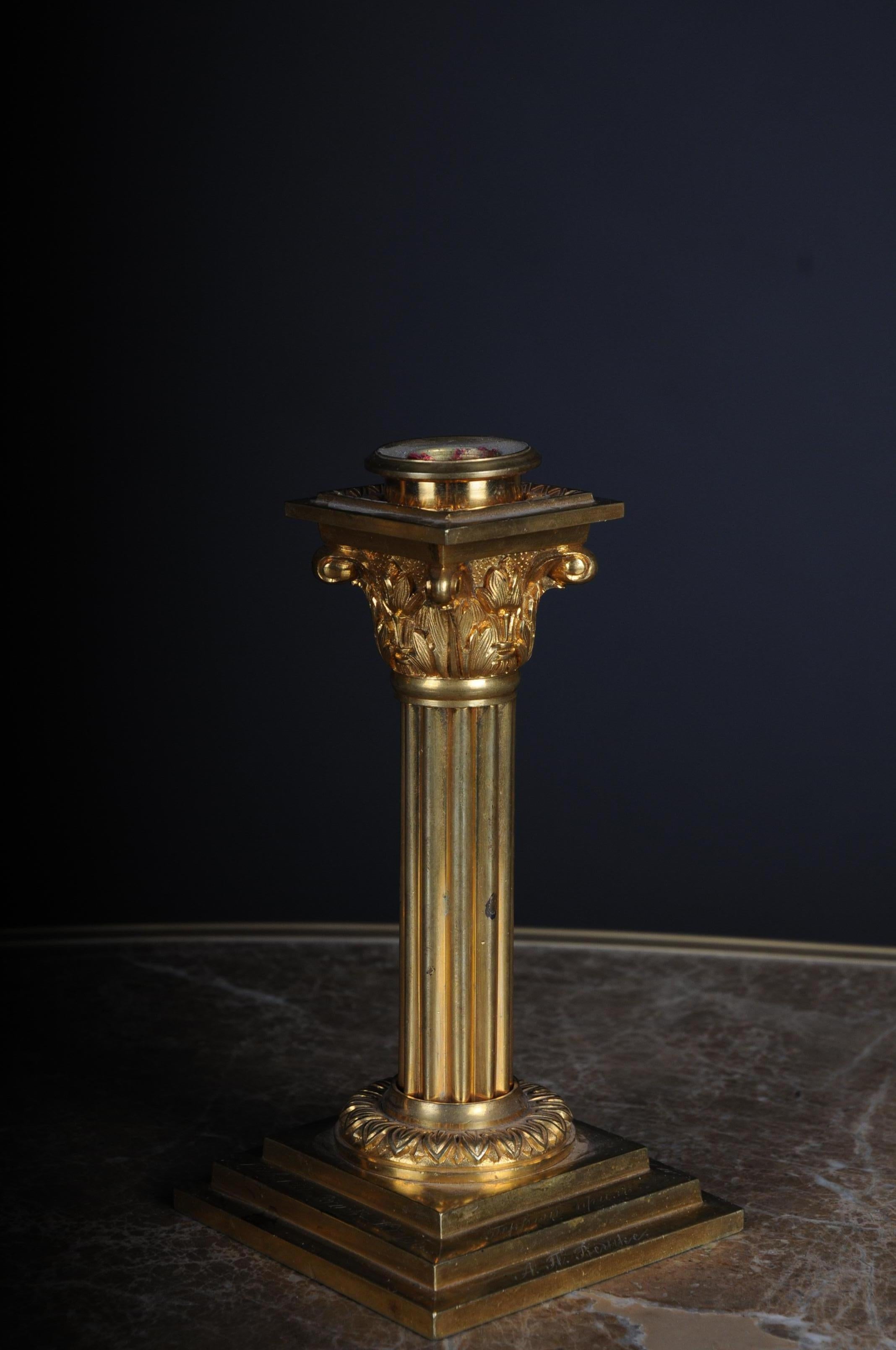 Brass 19th Century Pair of gilt bronze candlesticks For Sale