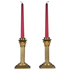 19th Century Pair of gilt bronze candlesticks