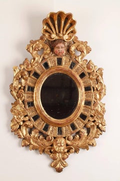 Coppia di specchi in legno dorato del XIX secolo in stile veneziano