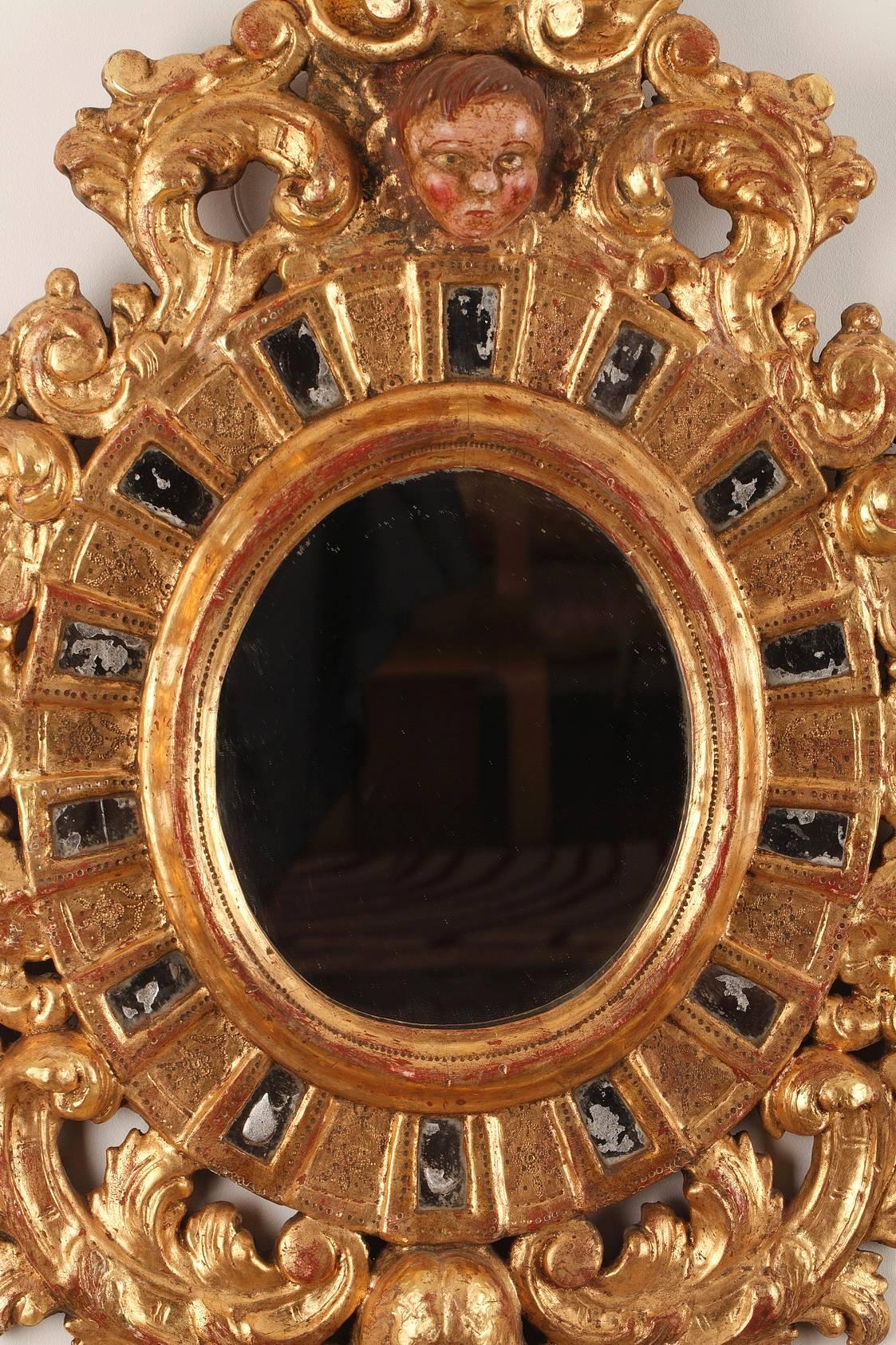 Baroque Paire de miroirs en bois doré de style vénitien du XIXe siècle en vente