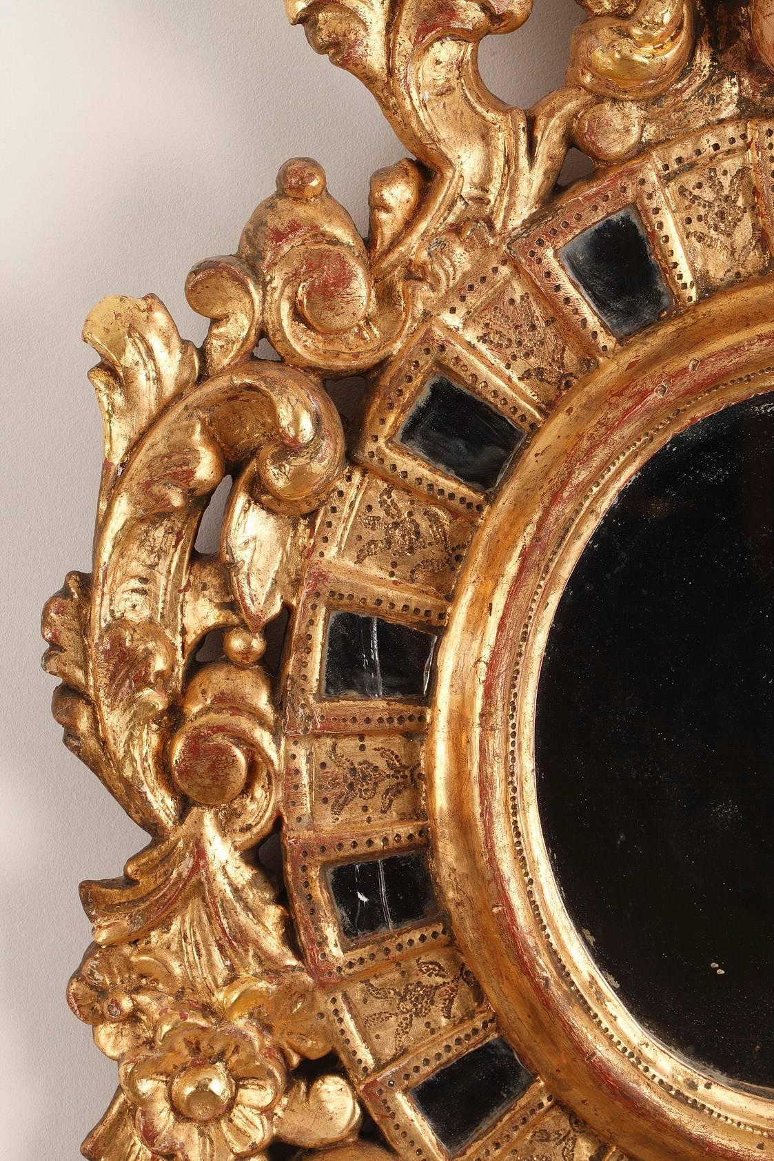 Paire de miroirs en bois doré de style vénitien du XIXe siècle en vente 1