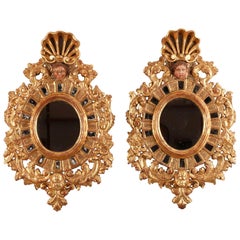 19th Century Pair of Giltwood Mirrors in Venetian Style