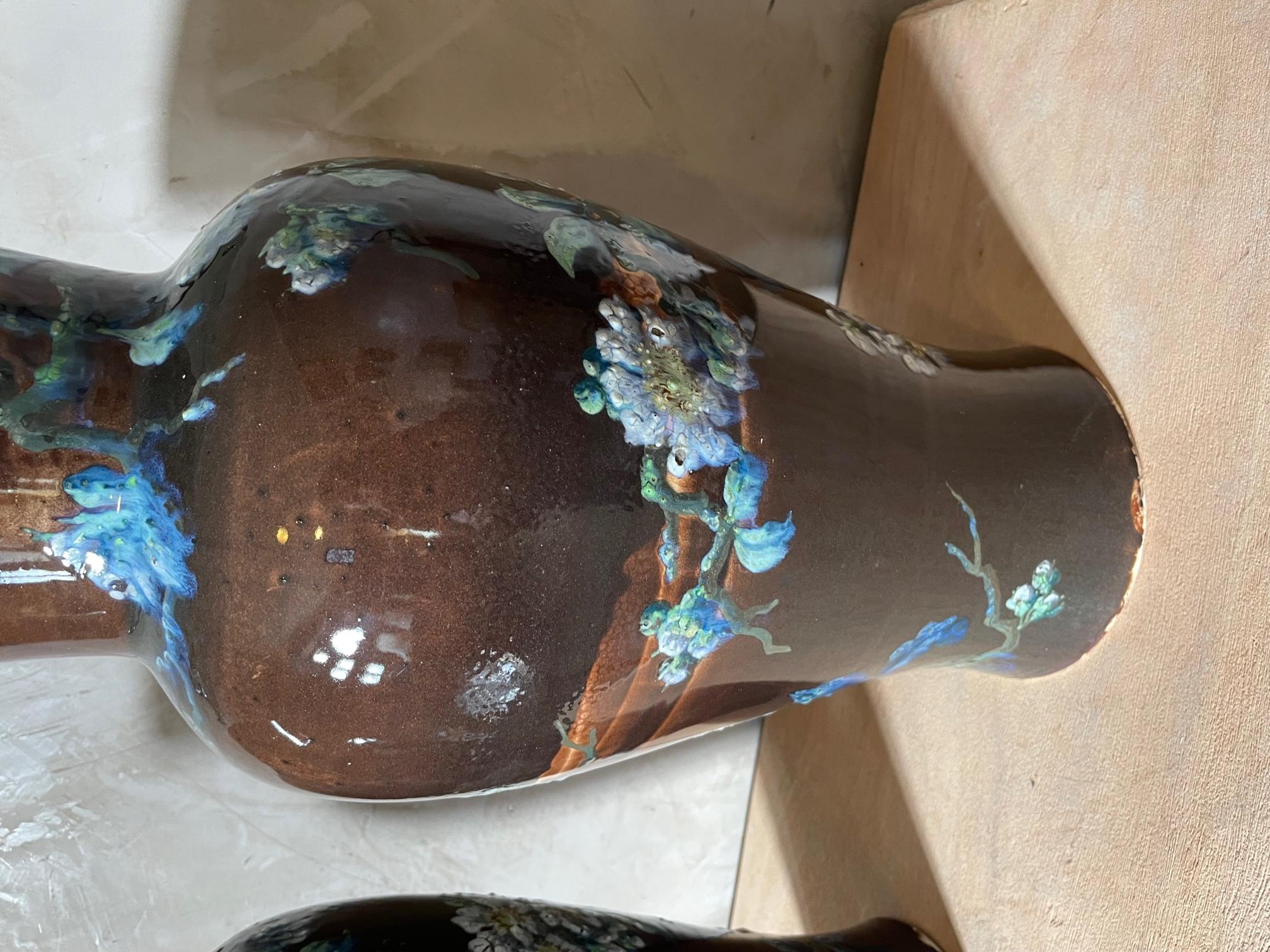 19th Century Pair of Glazed Ceramic Vases Signed Longchamp, 1890s 5