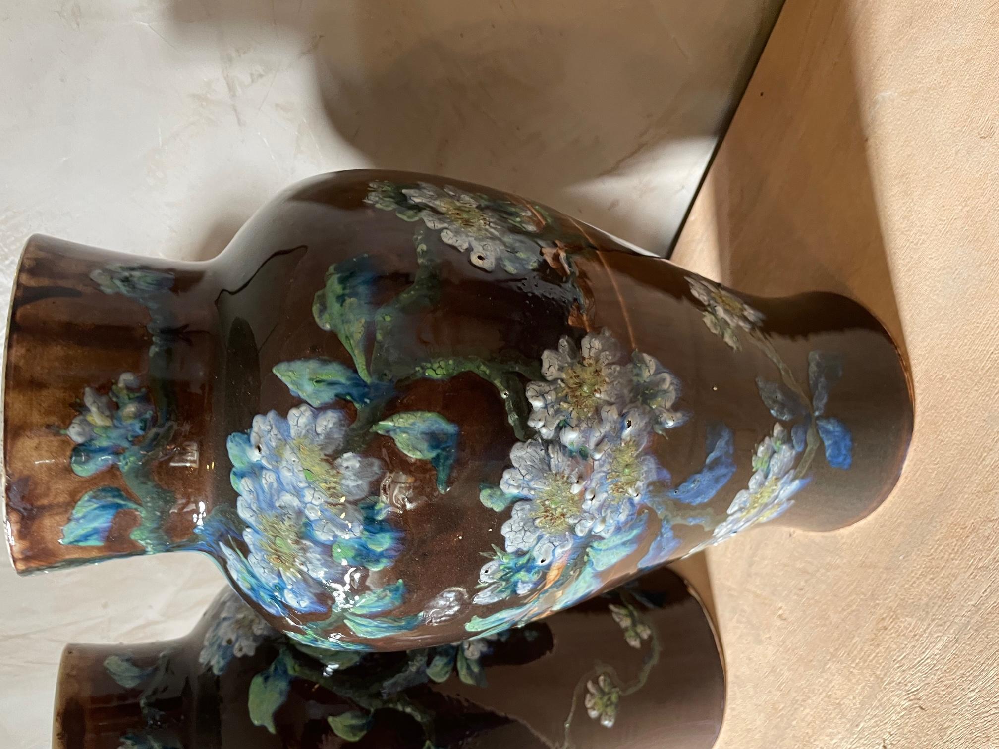 19th Century Pair of Glazed Ceramic Vases Signed Longchamp, 1890s 6