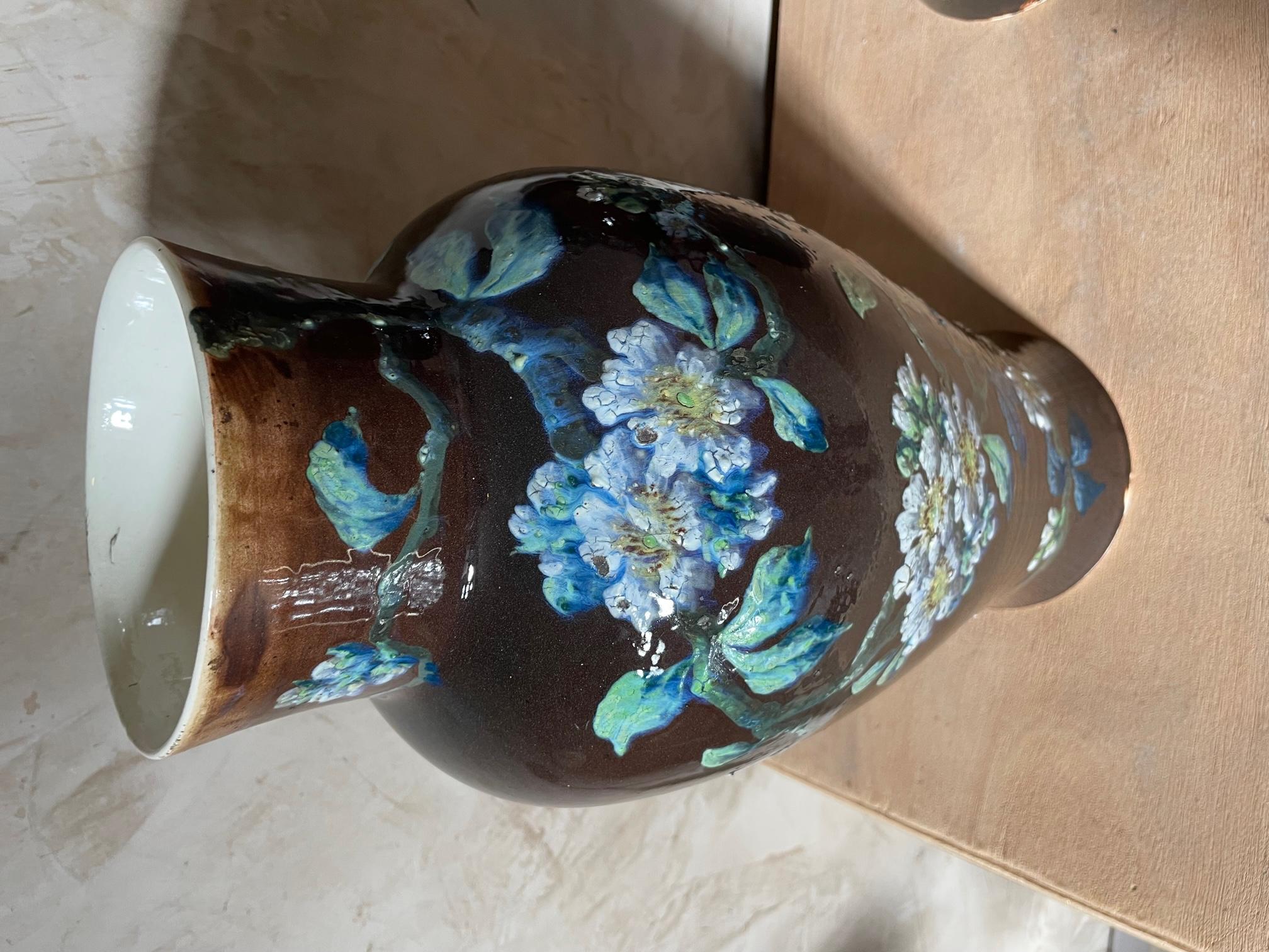19th Century Pair of Glazed Ceramic Vases Signed Longchamp, 1890s 3