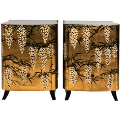 19th Century Pair of Gold Lacquered Two-Drawer Chinese Chests