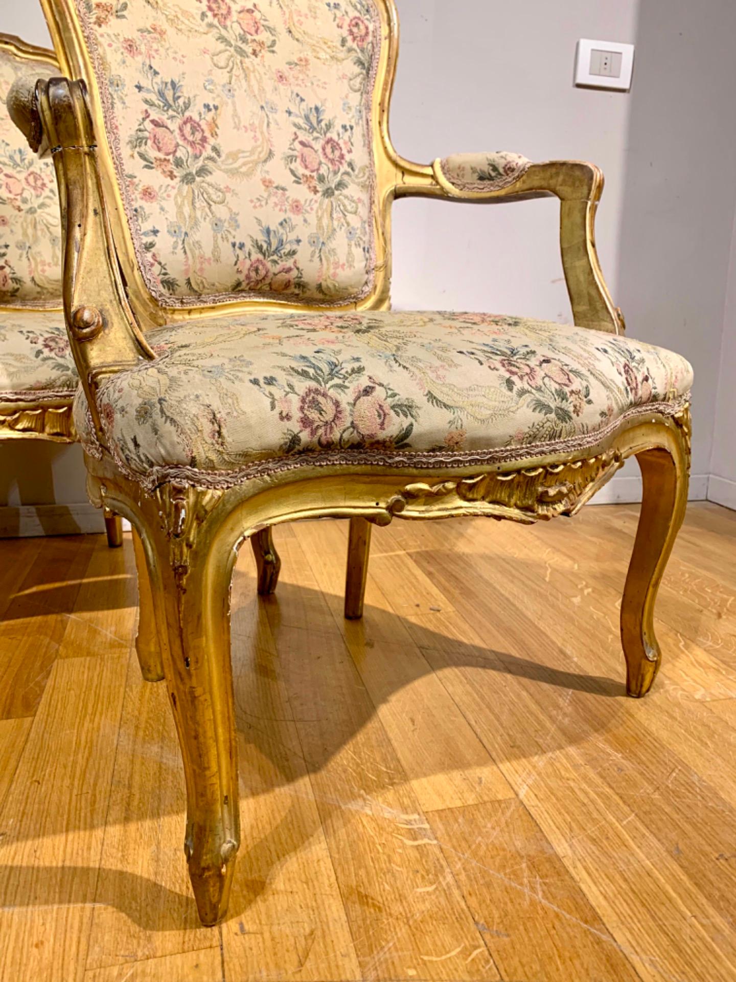 Louis Philippe 19th CENTURY PAIR OF GOLDEN ARMCHAIRS LUIS PHILIPPE