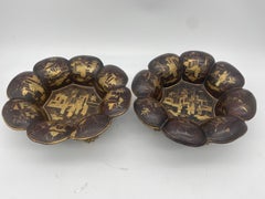 19th Century Pair of Golden Black Lacquer Chinese Plates