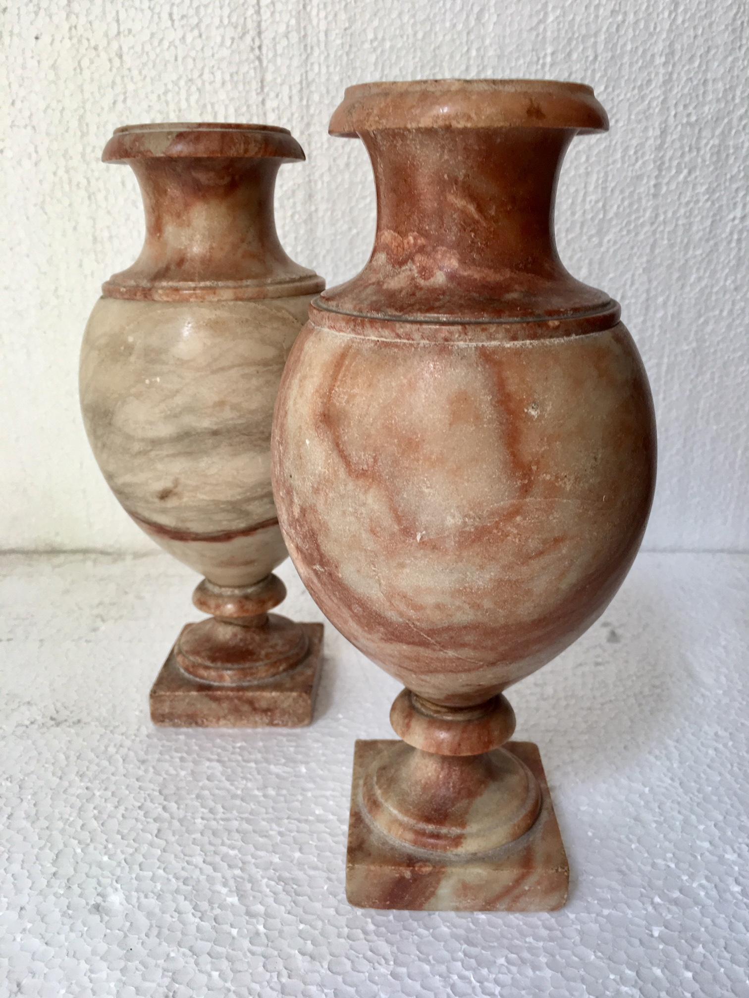 Italian 19th Century Pair of Grand Tour Alabaster Vases