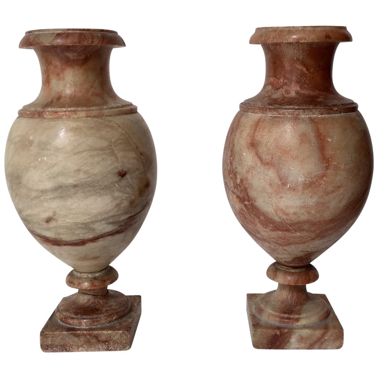 19th Century Pair of Grand Tour Alabaster Vases