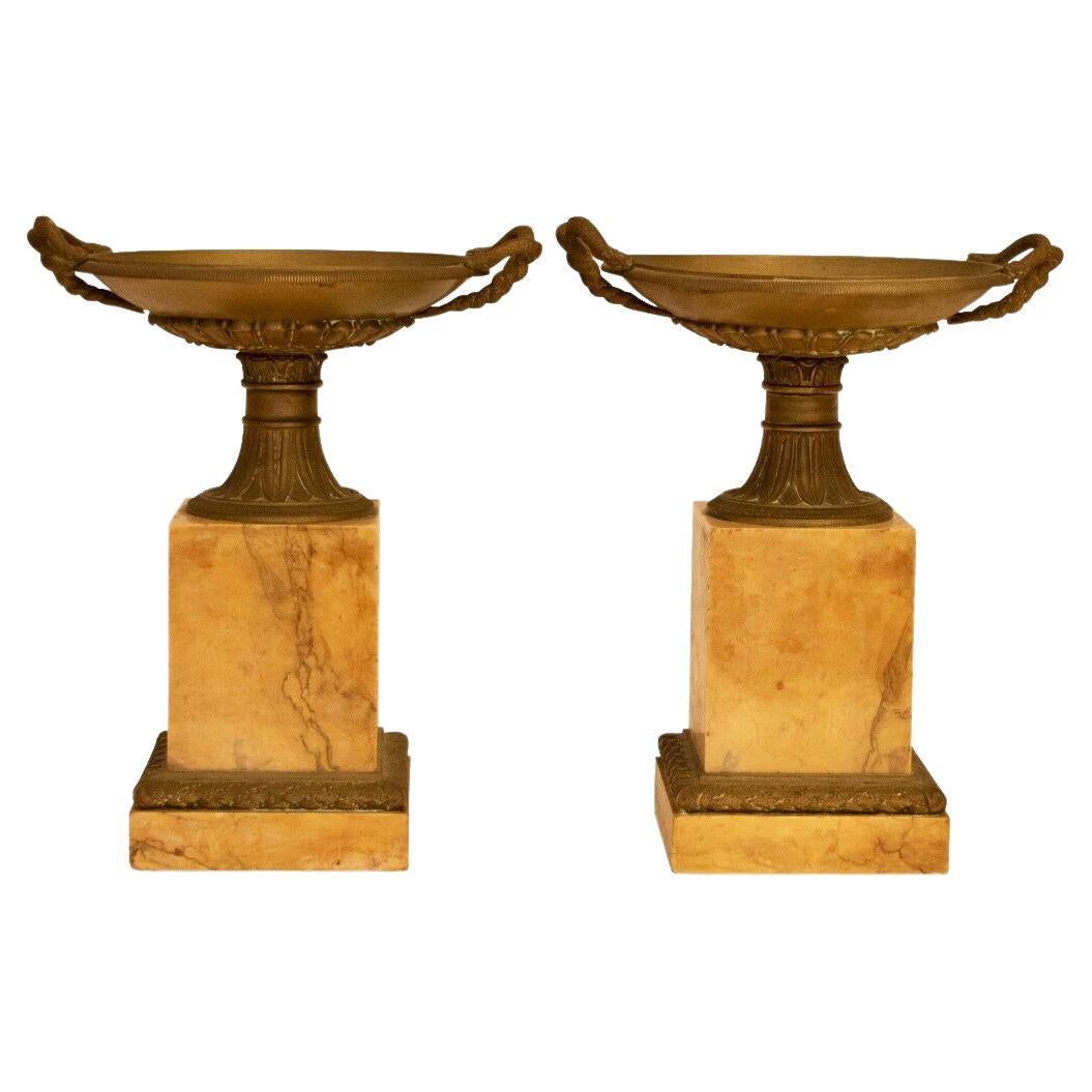 Pair of Grand Tour Marble and Brass Tazzas, c.1850-1860 For Sale