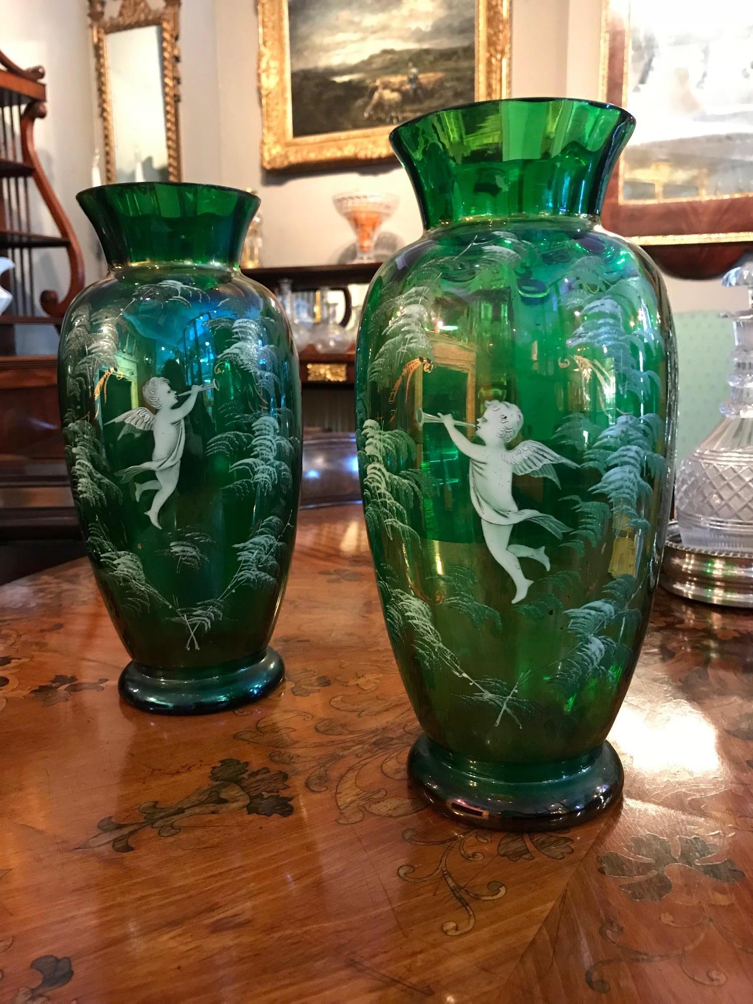 antique green glass vase