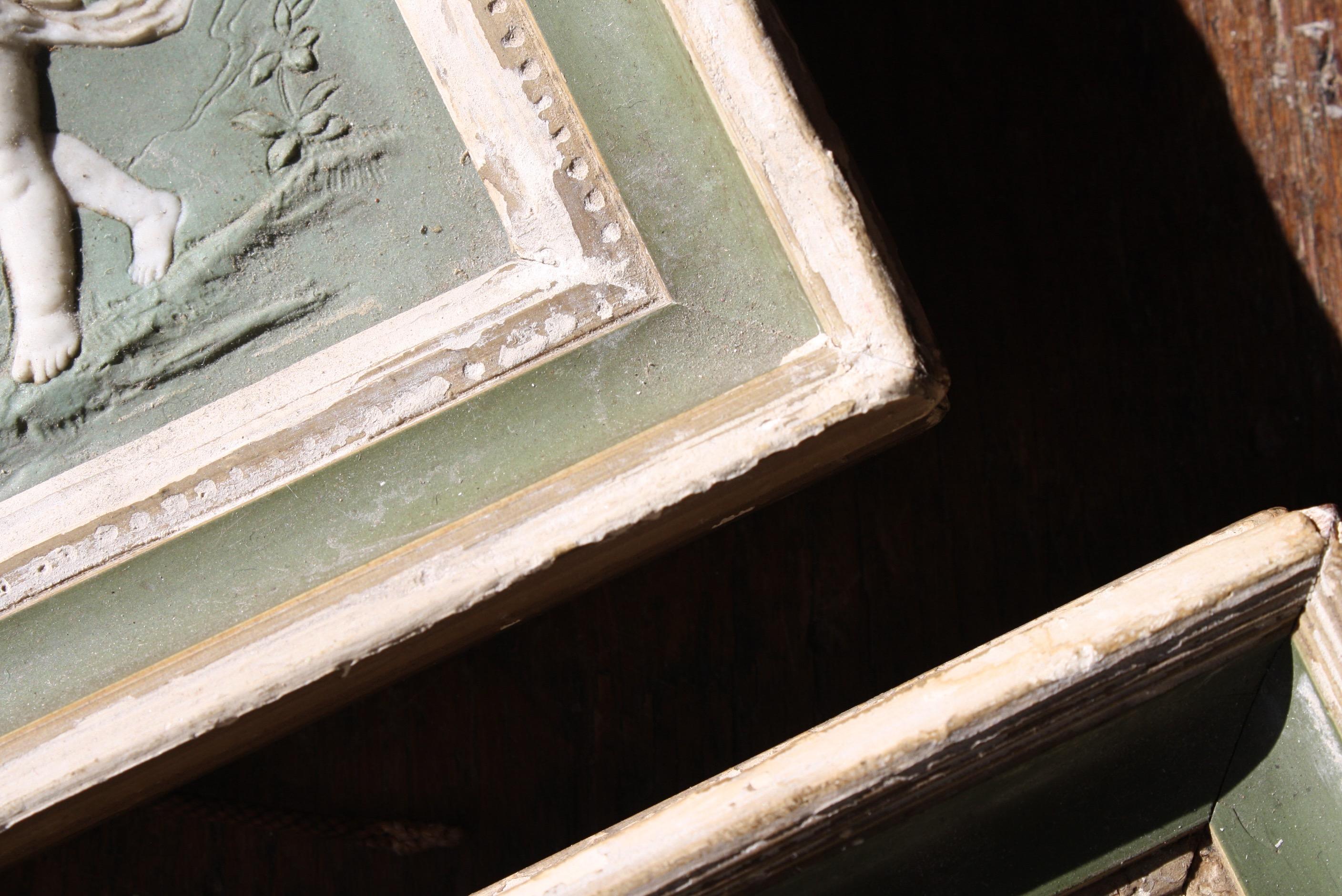 19th Century Pair of Green Ground Jasperware Plaques Classical Panels 3