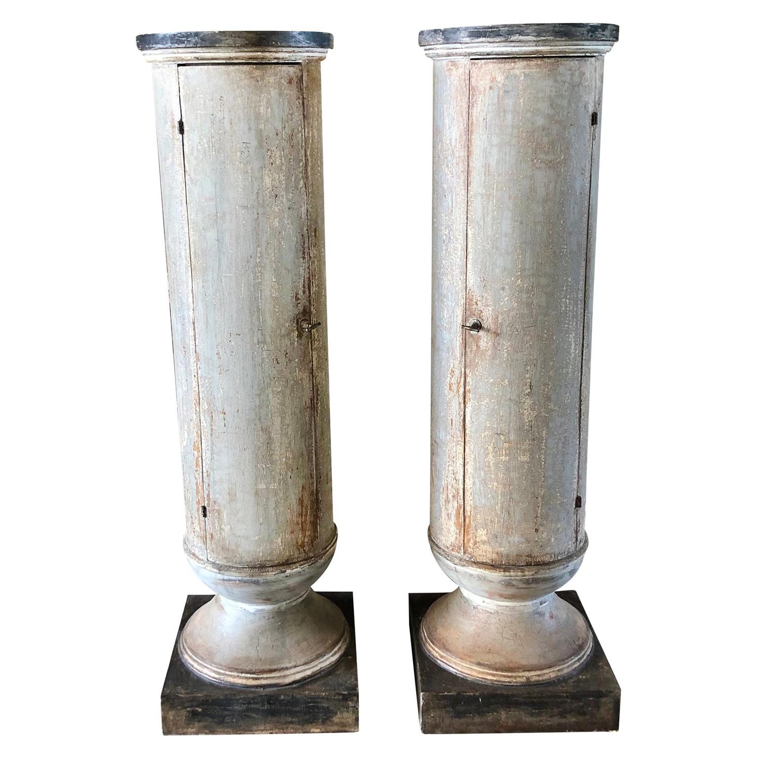 19th Century Pair of Gustavian Round Cabinets