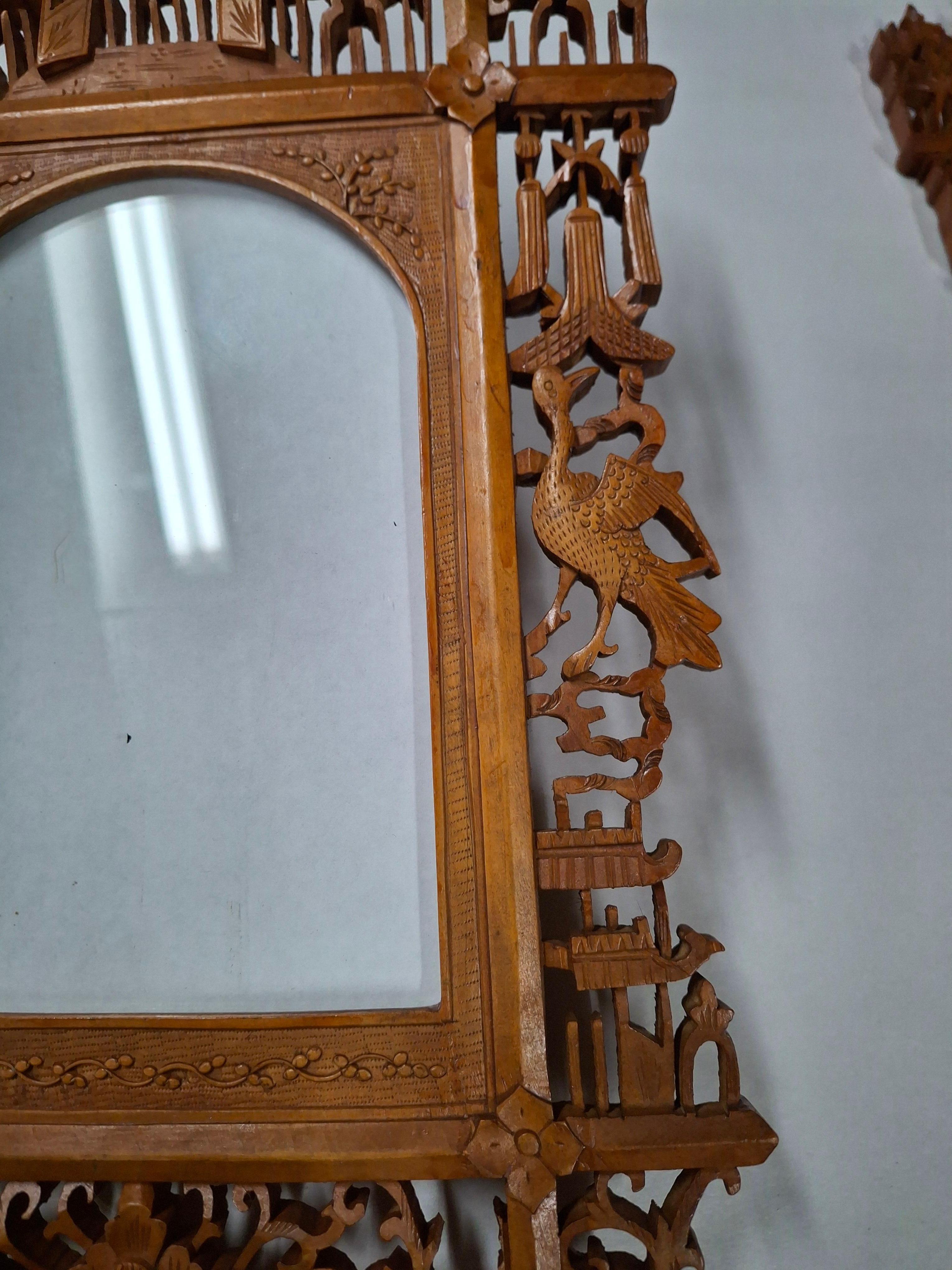 19th Century Pair of Hand Carved Anglo Indian Teak Wood Picture Frames For Sale 5