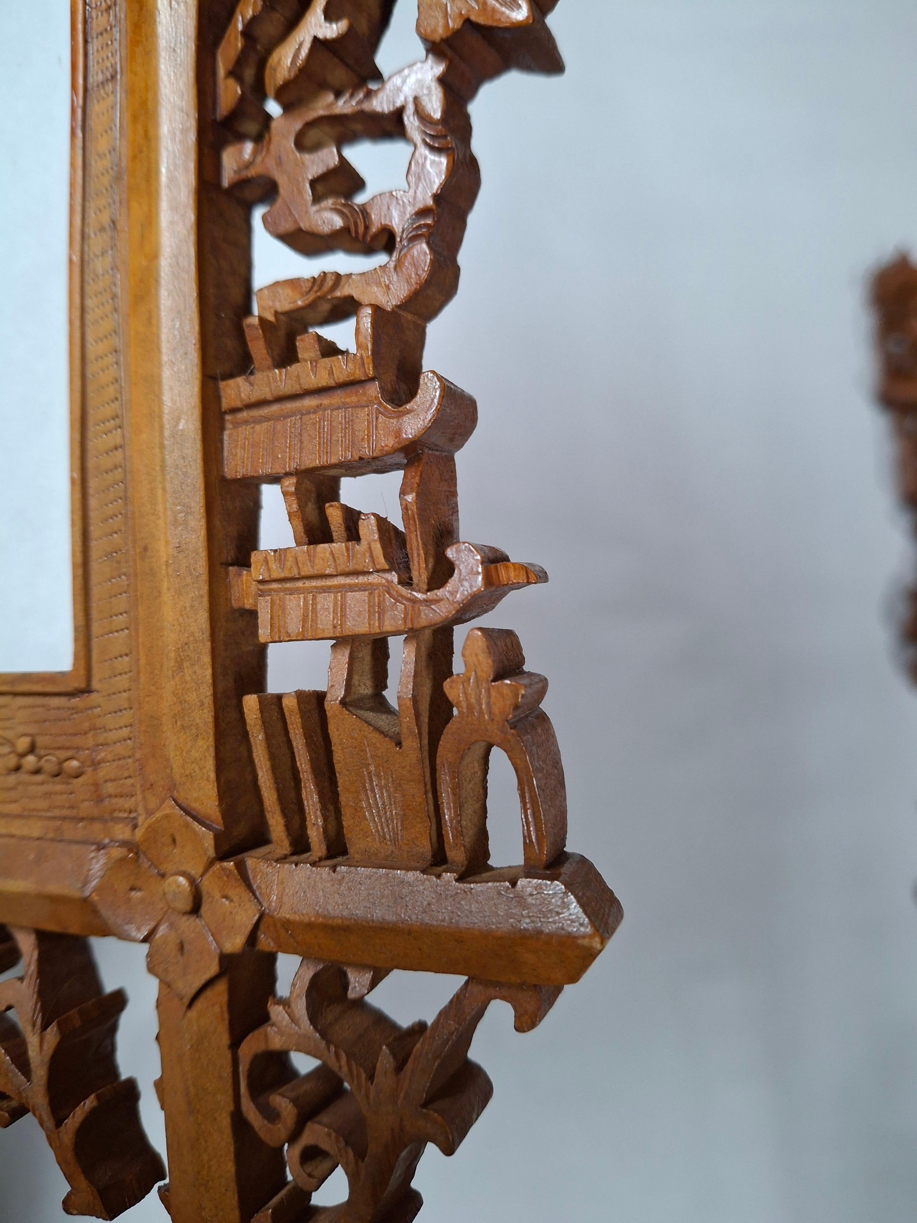 19th Century Pair of Hand Carved Anglo Indian Teak Wood Picture Frames For Sale 6