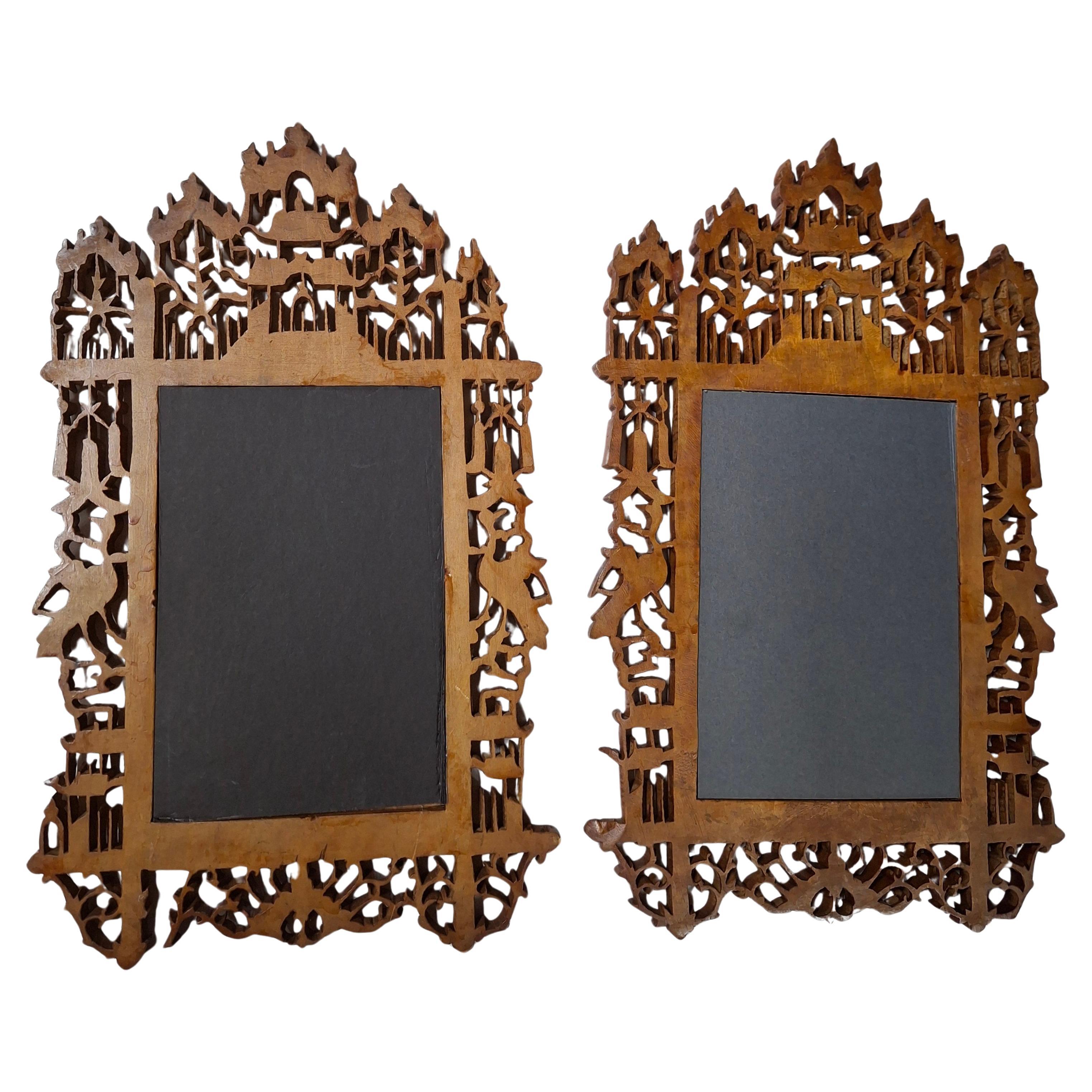 19th century pair of hand carved Anglo-Indian teak wood picture frames

Beautiful matching pair of hand carved frames.

Each frame measures 8
