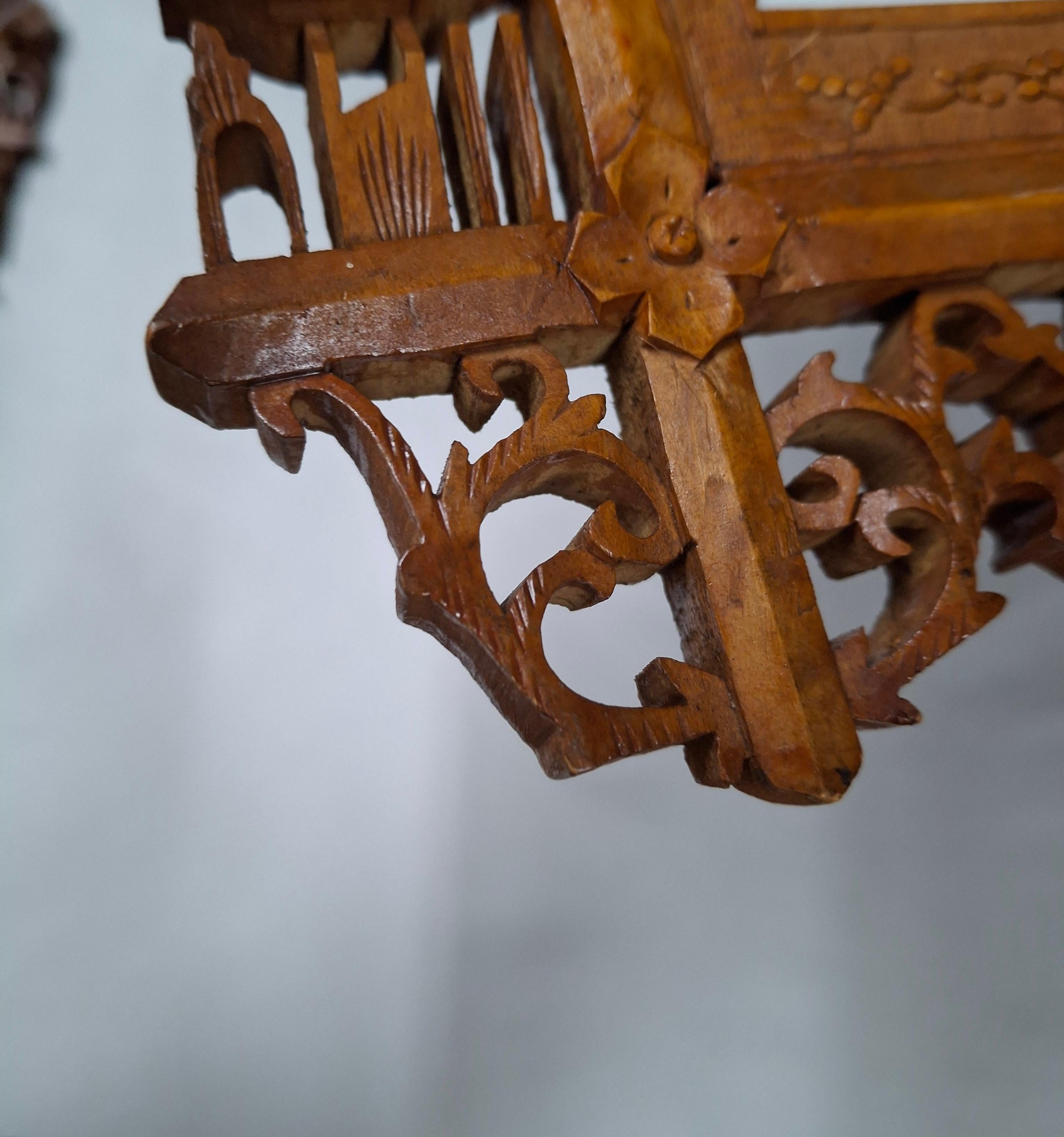 Glass 19th Century Pair of Hand Carved Anglo Indian Teak Wood Picture Frames For Sale