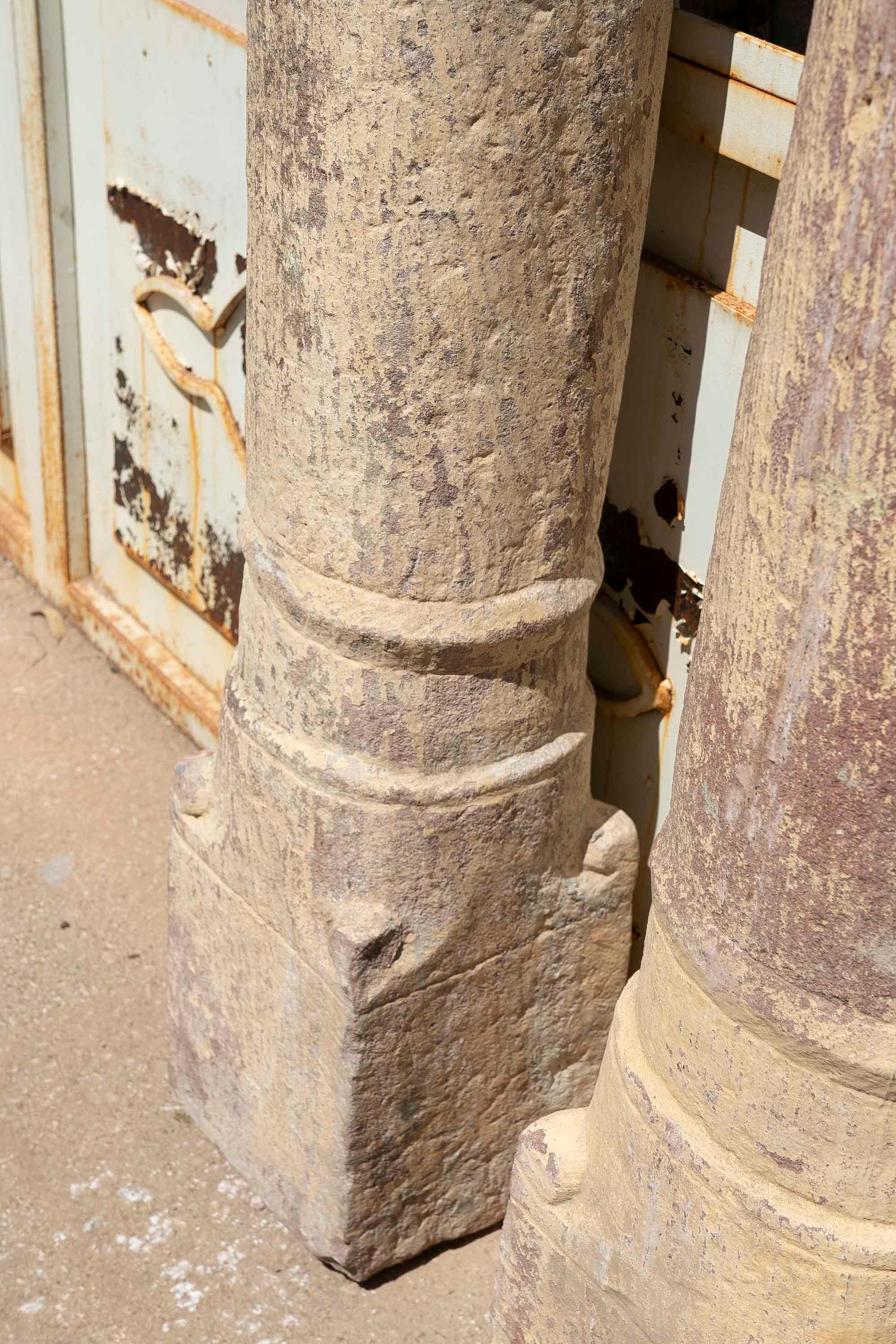 19th Century Pair of Hand-Carved Stone Columns For Sale 7