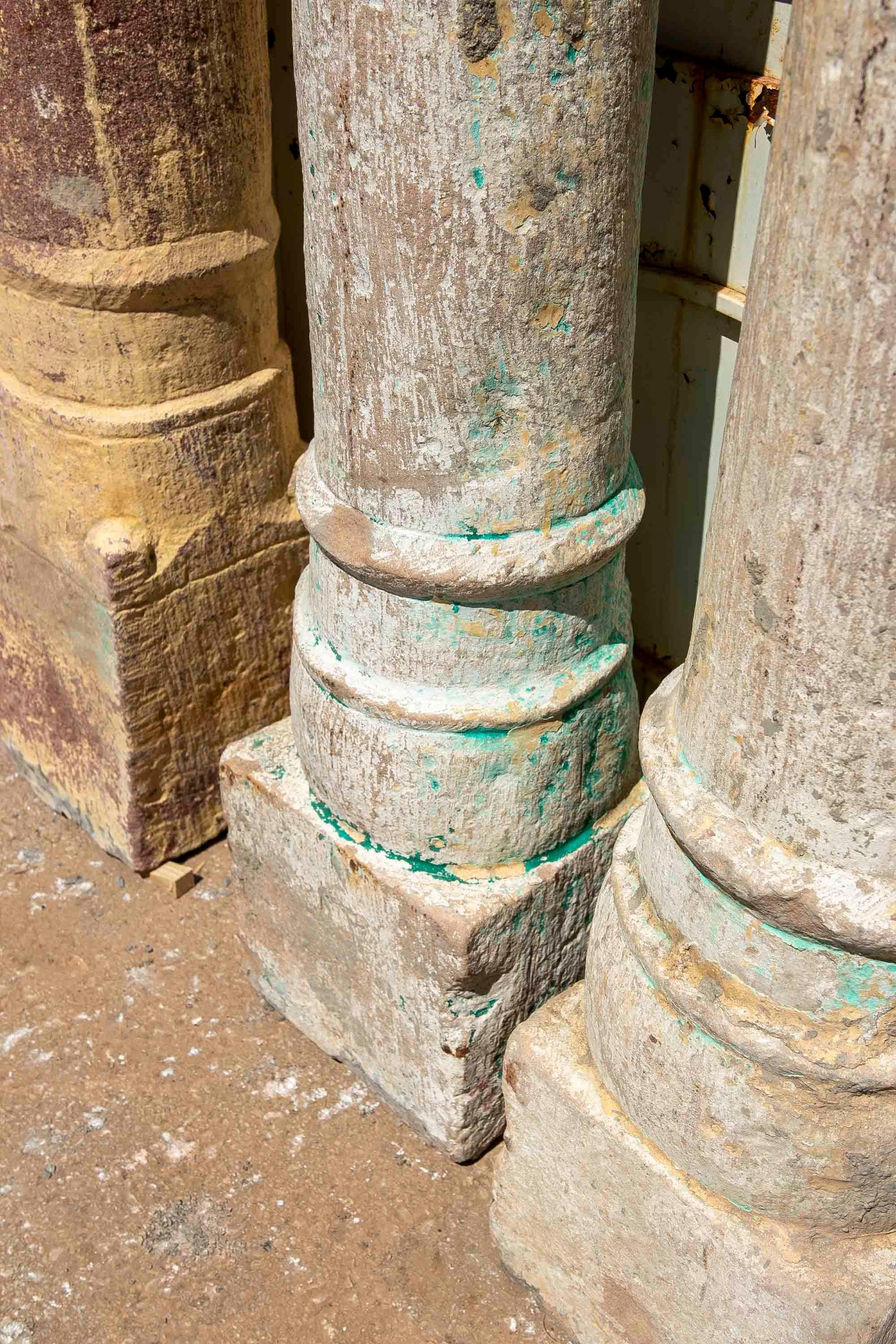 19th Century Pair of Hand-Carved Stone Columns For Sale 10