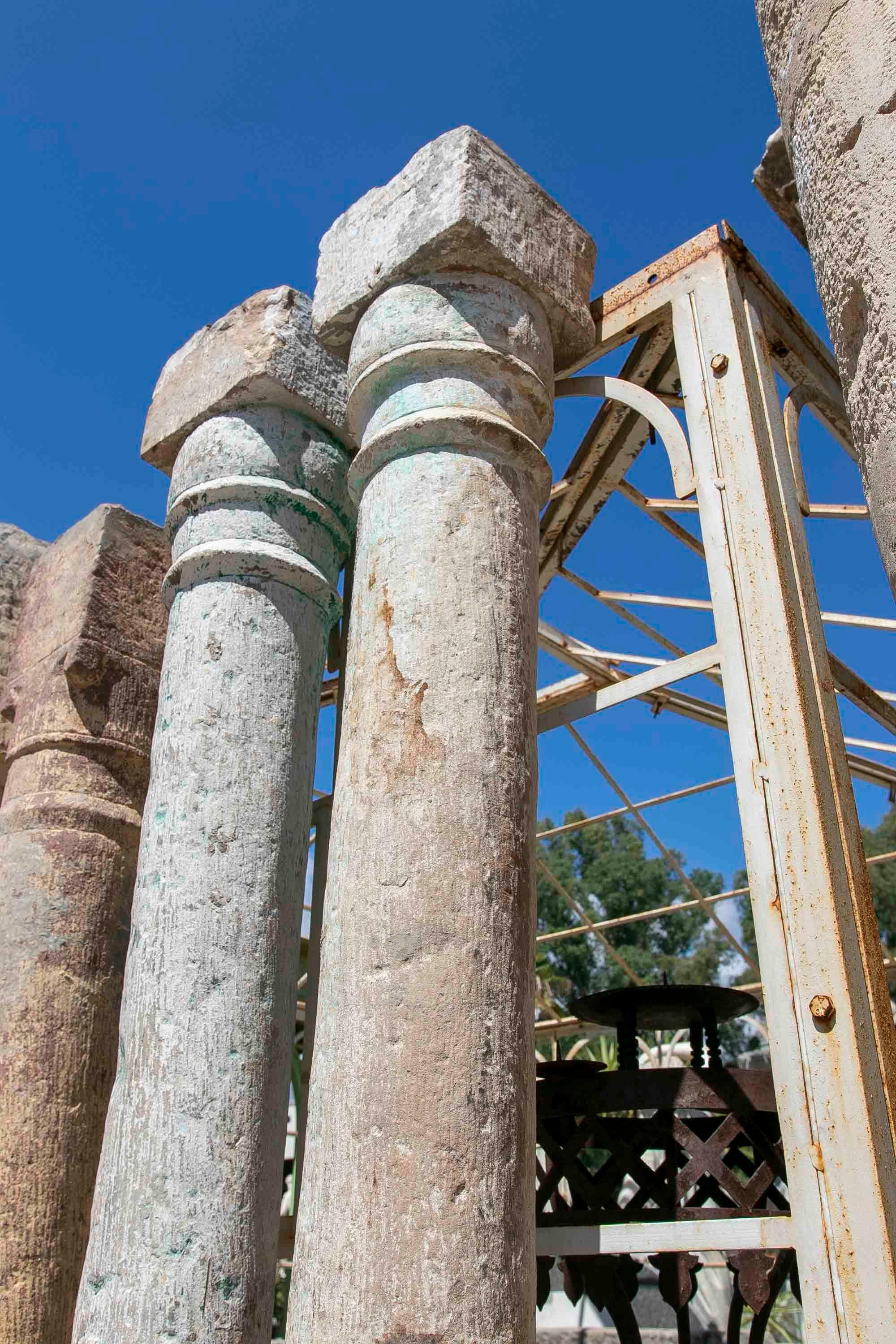 19th Century Pair of Hand-Carved Stone Columns For Sale 13