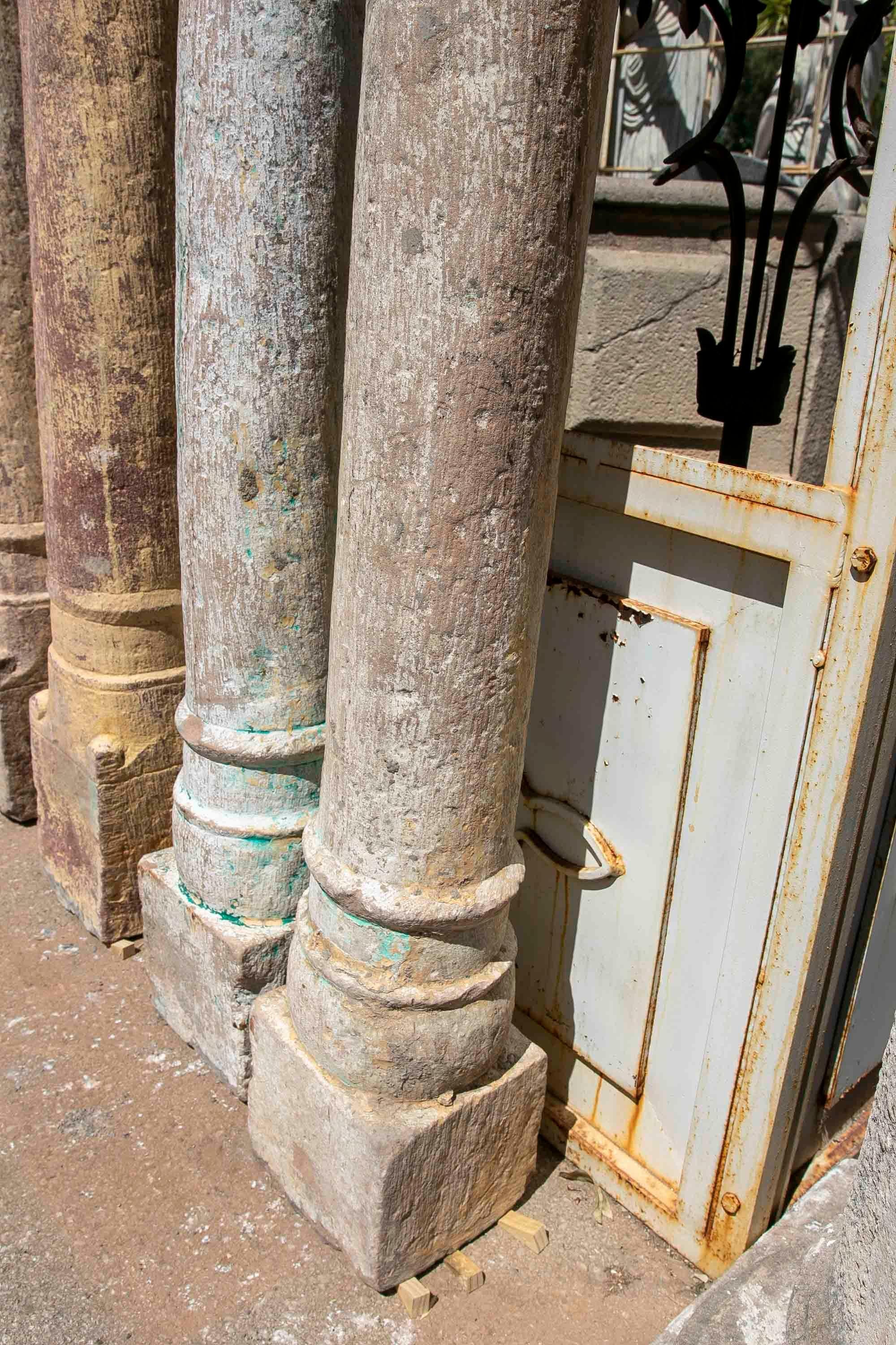 19th Century Pair of Hand-Carved Stone Columns For Sale 14