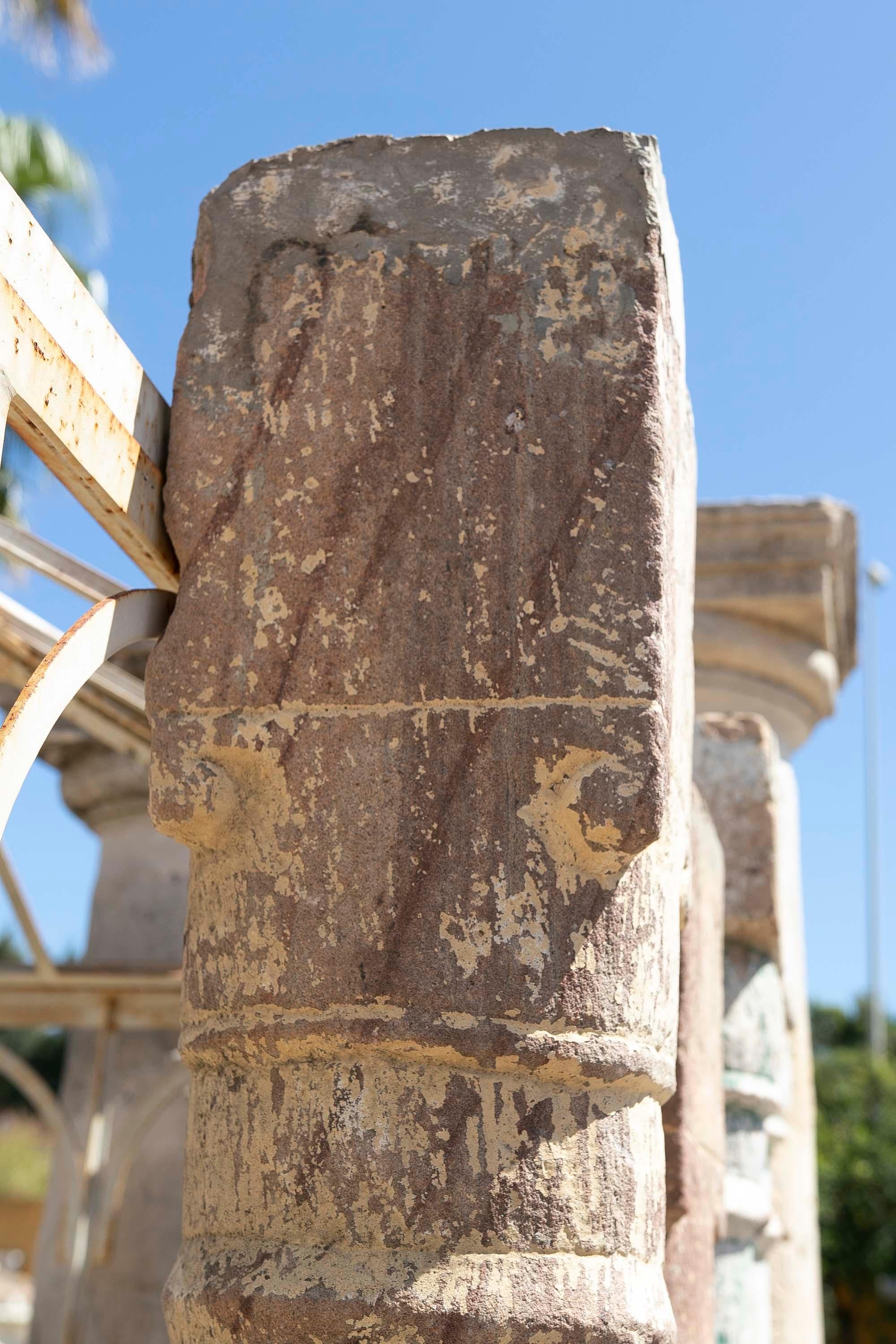 Paire de colonnes en pierre sculptées à la main du 19e siècle en vente 11