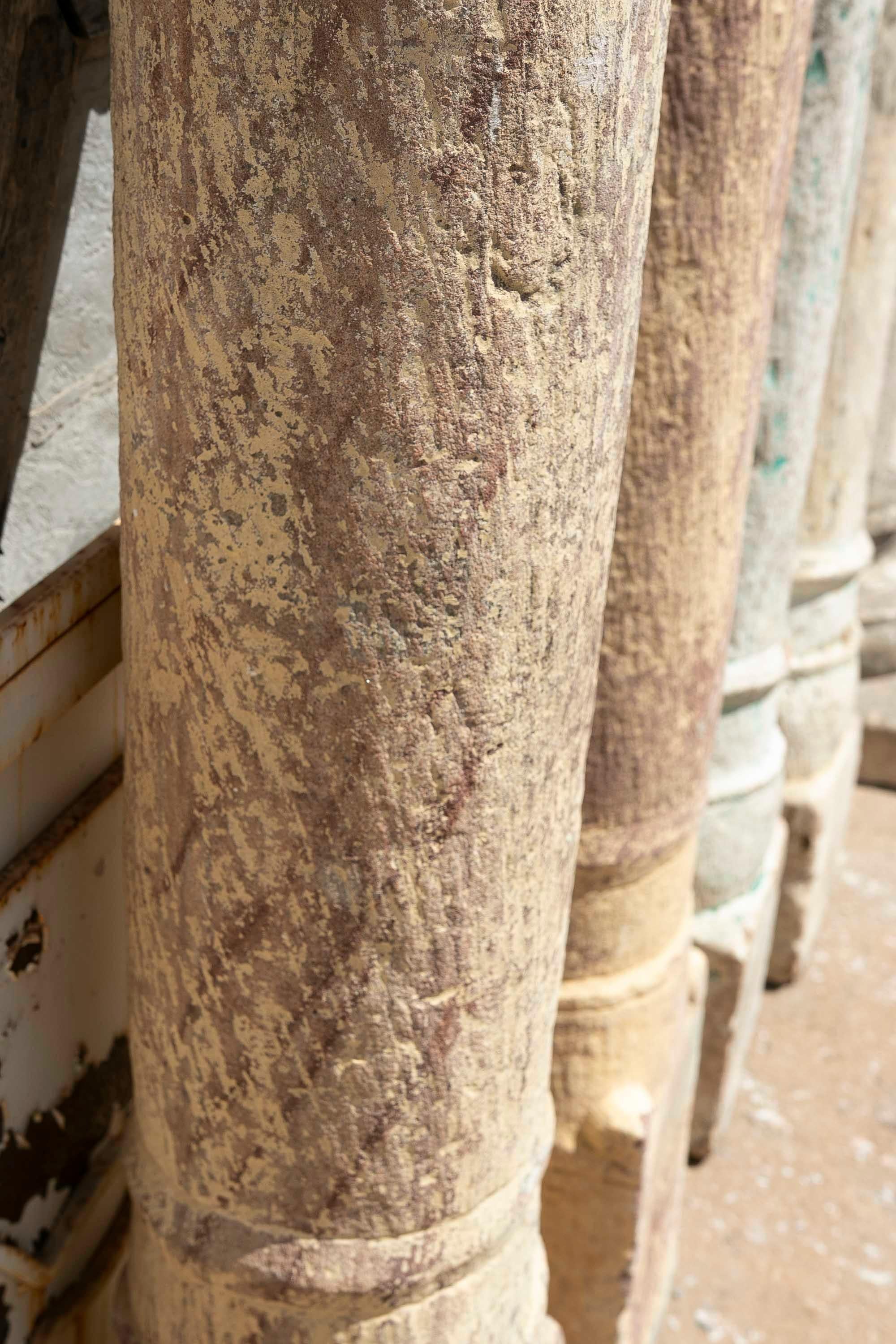 19th Century Pair of Hand-Carved Stone Columns For Sale 15