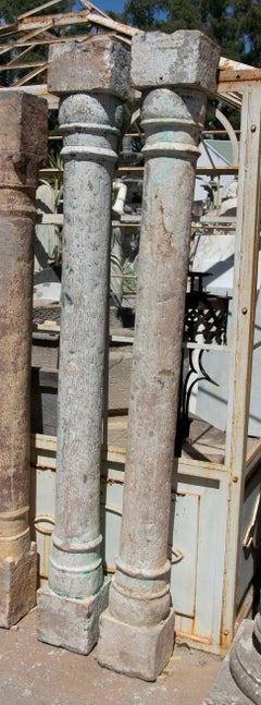 19th Century Pair of Hand-Carved Stone Columns