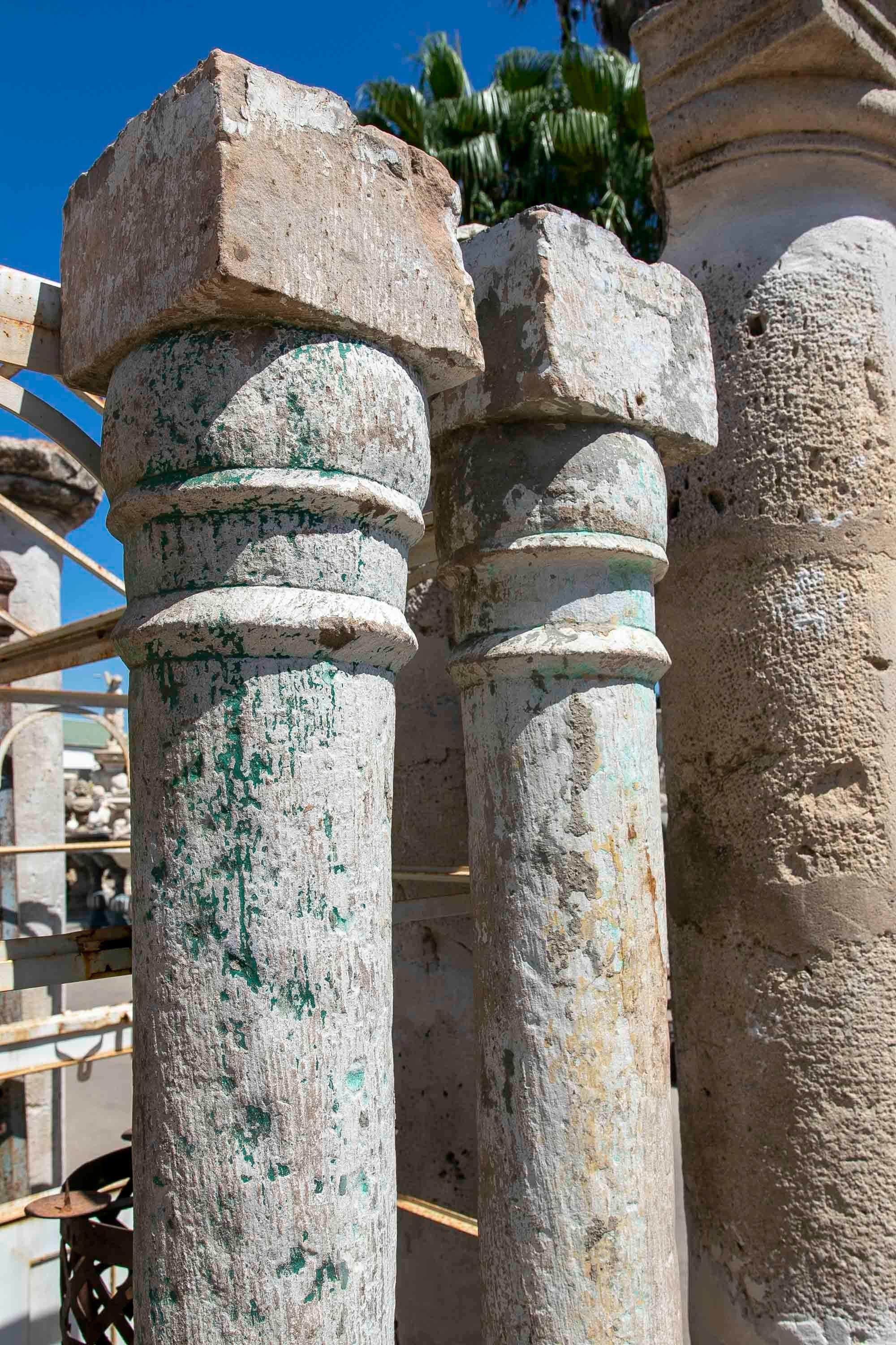 19th Century Pair of Hand-Carved Stone Columns For Sale 1