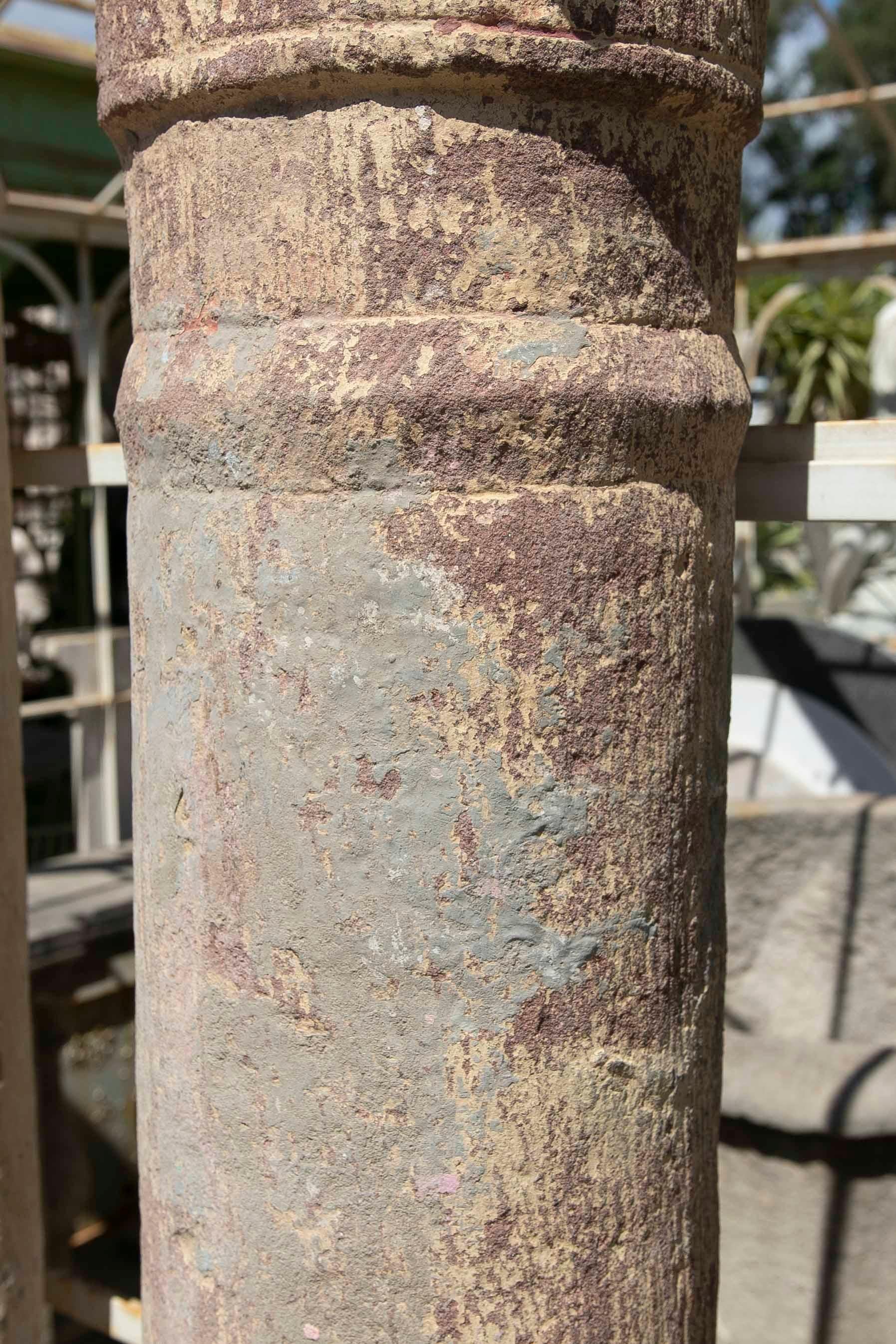 19th Century Pair of Hand-Carved Stone Columns For Sale 3
