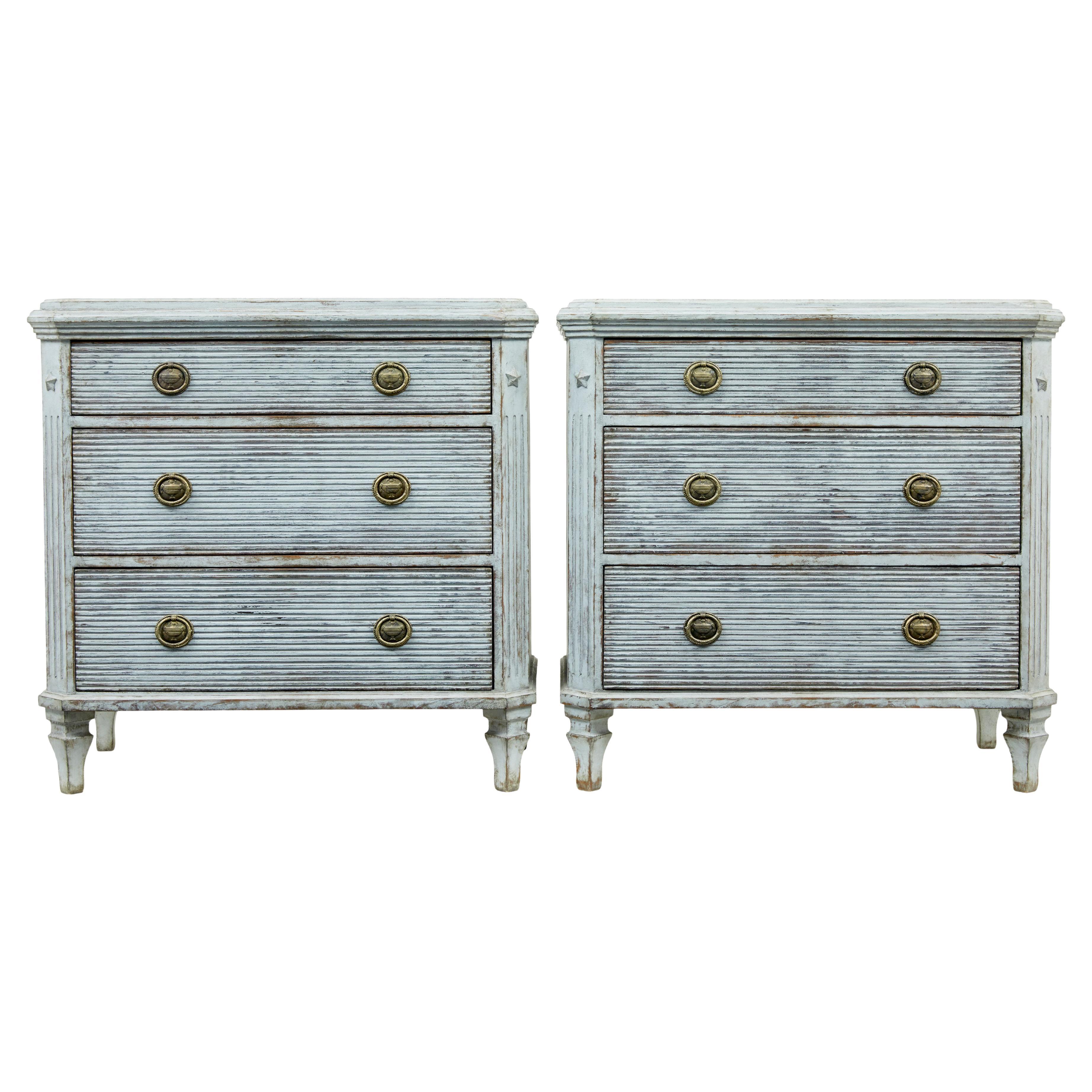 19th Century pair of hand painted Swedish chest of drawers