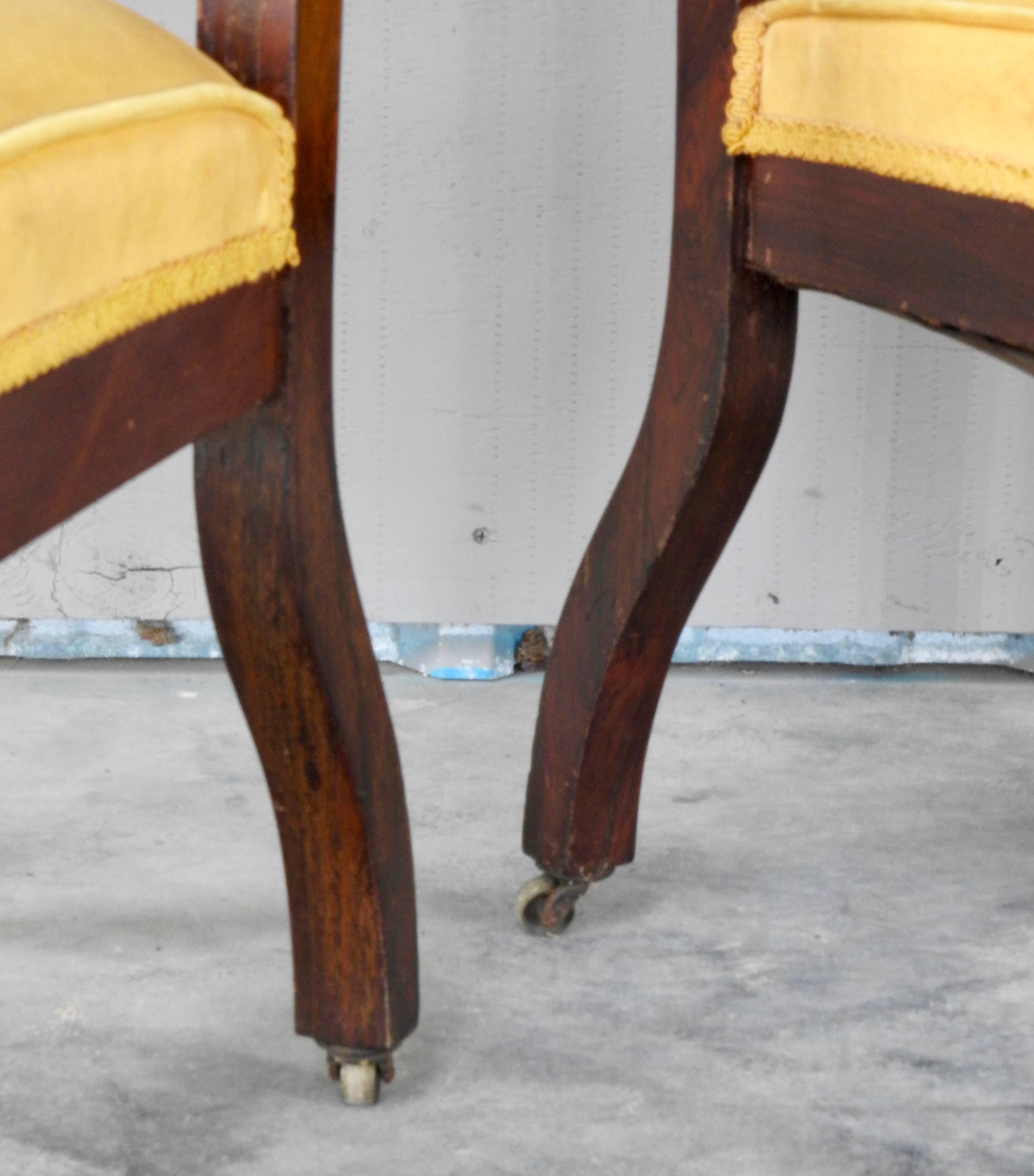 19th Century Pair of High Back Gothic Chairs In Distressed Condition In Cookeville, TN