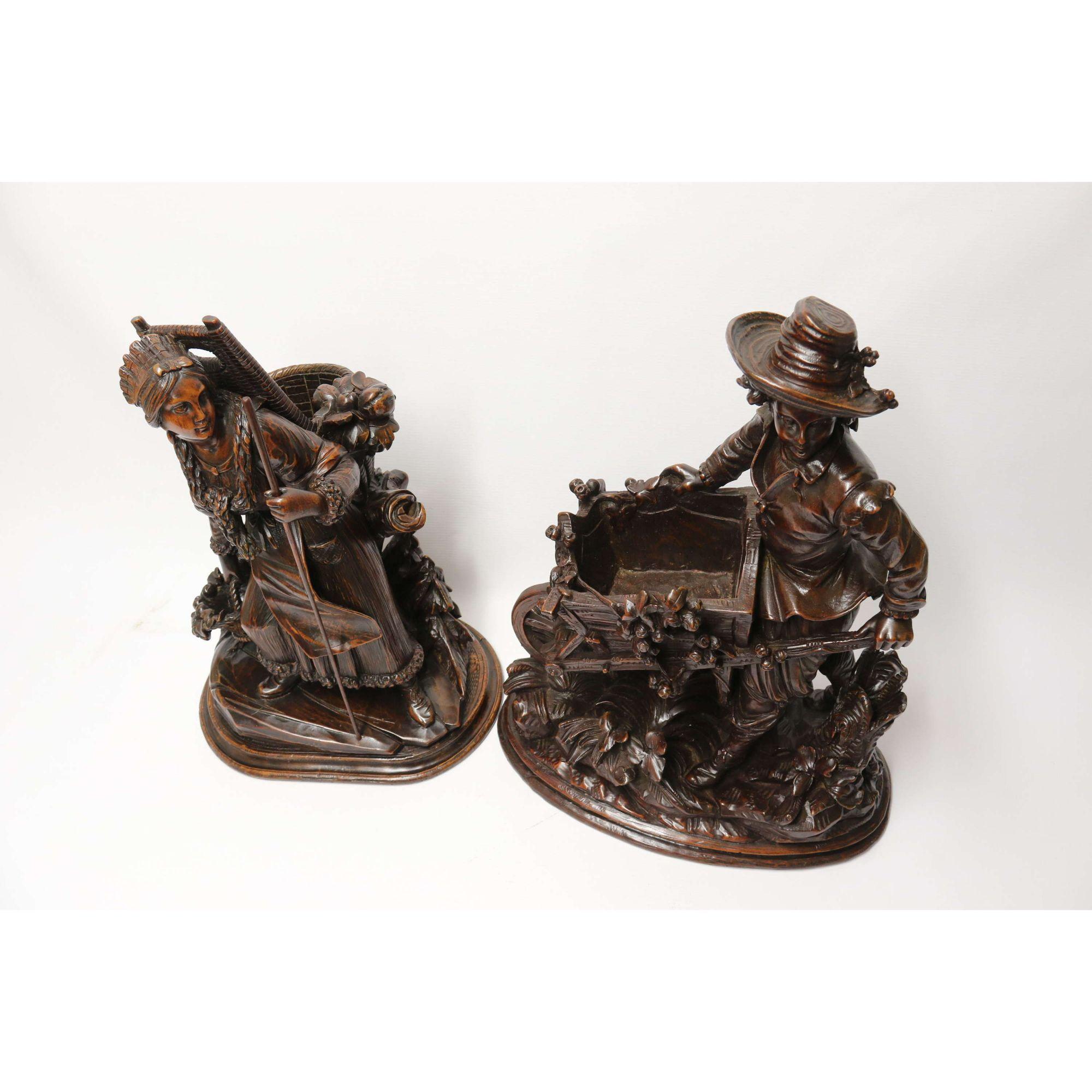 19th century pair of horticultural Black Forest figures, circa 1850 For Sale 11