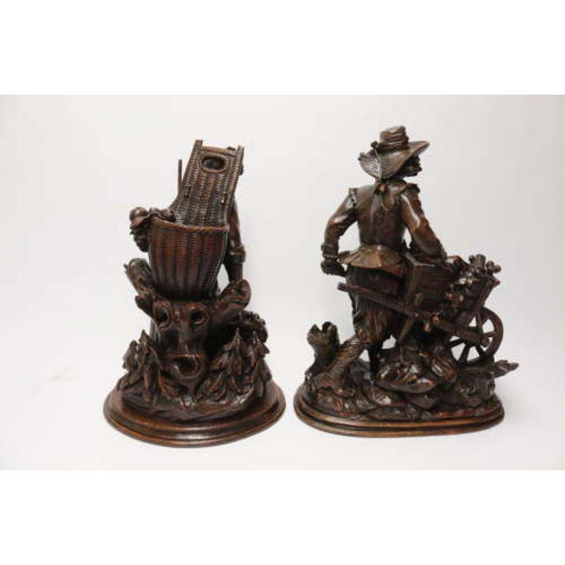 Swiss 19th century pair of horticultural Black Forest figures, circa 1850 For Sale